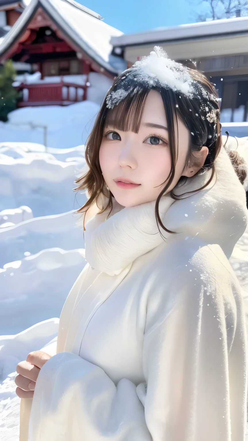 (kimono)、、(highest quality,masterpiece:1.3,超A high resolution,),(Super detailed,caustics),(Photoreal:1.4,RAW shooting,)ultra-realistic capture,very detailed,High resolution 16K suitable for human skin、 Natural skin texture、、Skin tone looks even and healthy、 Use natural light and color,one woman,Japanese,,cute,black haired,middle hair,(Depth of written boundary、chromatic aberration、、wide lighting range、natural shading、)、、(falling snow:1.3)、(hair swaying in the wind:1.3)、(Snow reflects light:1.3)