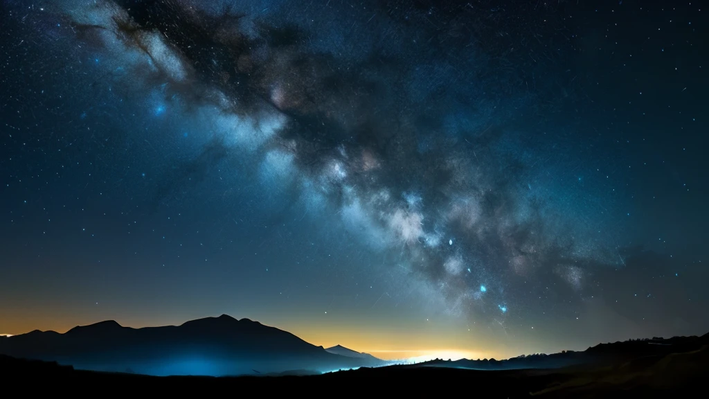 You are an astrophotographer capturing the majestic night sky through long exposure techniques. Craft an image depicting:

A circular star trail pattern in the night sky, appearing as concentric rings of luminous dots and streaks swirling around a central point. The star trails should be precise and well-defined, not blurred.

In the middle of the vortex-like star trail formation, render a polished and reflective foreground element that acts as a mirror reflecting the circling star trails above. This could be a tranquil lake, futuristic architectural element, or any surface that logically depicts the reflection.

The sky surrounding the star trails should be a deep, inky blue-black and filled with individually rendered pinpoint stars of varying brightness and white-blue hues.

In the foreground, include an interesting landscape element that grounds the scene, such as silhouetted trees, mountains, or man-made structures. Ensure these elements do not detract from the cosmic star trail focal point.

Pay close attention to realistic lighting, star coloration, reflections, and long exposure effects like slight star trailing outside the central vortex area. Artistic embellishments like subtle airglow or atmospheric hazing are welcome to enhance the ethereal atmosphere.

The final image should invoke a sense of wonderment and appreciation for the cosmos, as if the viewer is observing the rotation of the heavens above a contemplative vantage point on Earth.