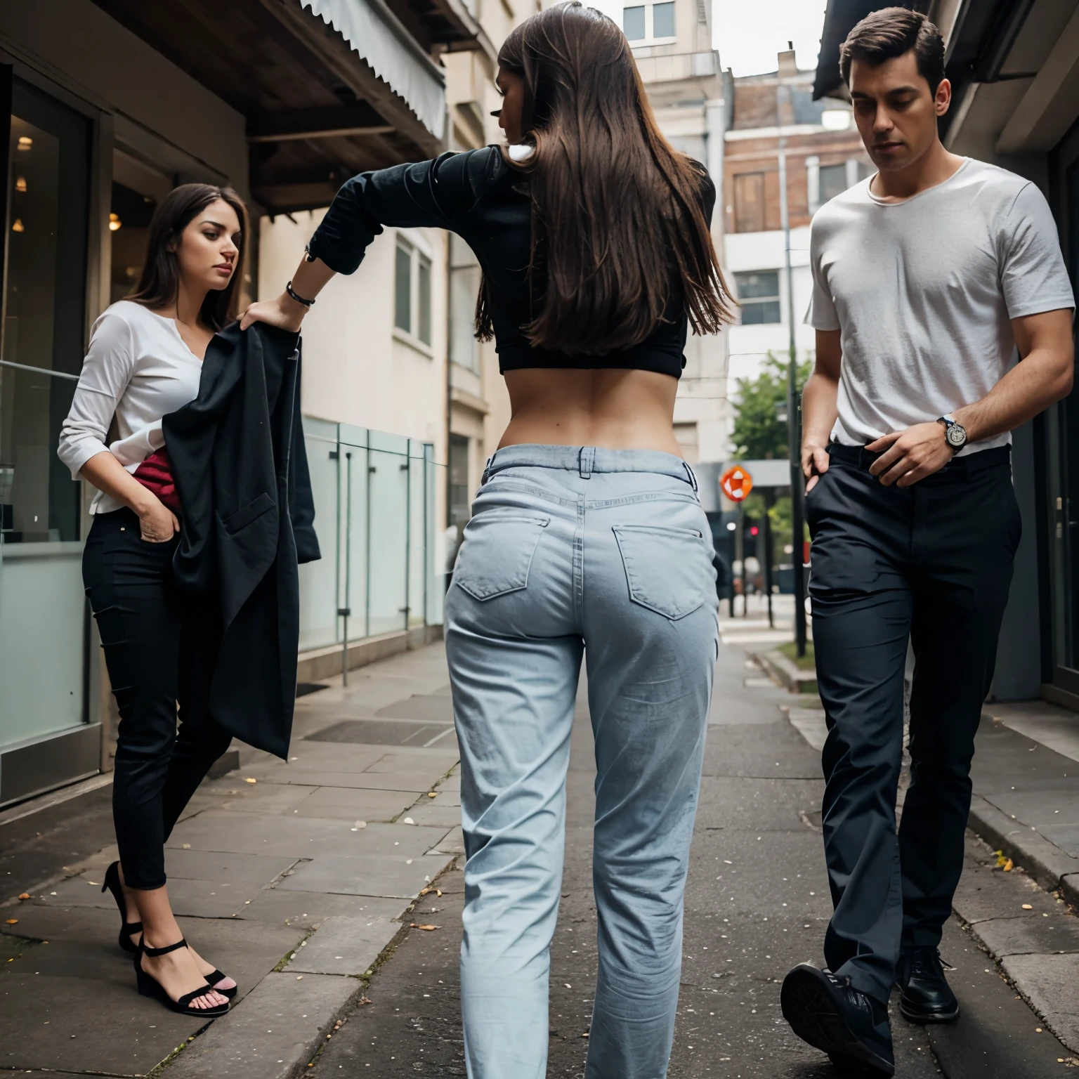 Woman changes his pants