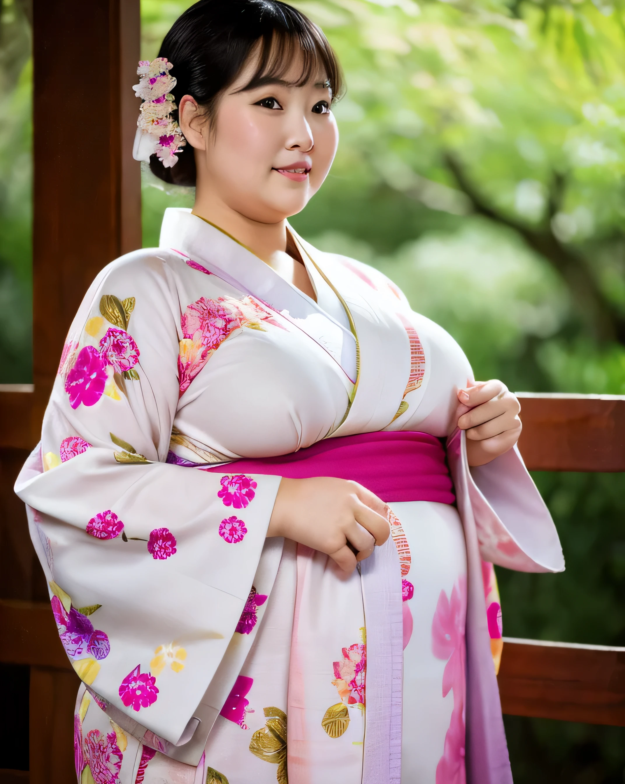 NSFW, woman, Overweight, Extremely fat, Chubby, kimono, 4k, High resolution, masterpiece, highest quality, fine skin