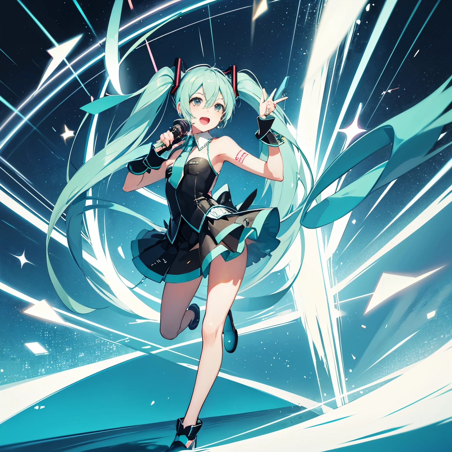 Hatsune Miku,flash,microphone,Sing,