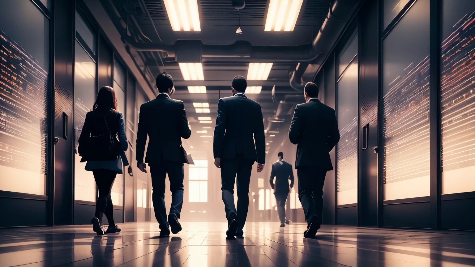 IT professionals are walking or working in various industries such as information technology factories or software companies