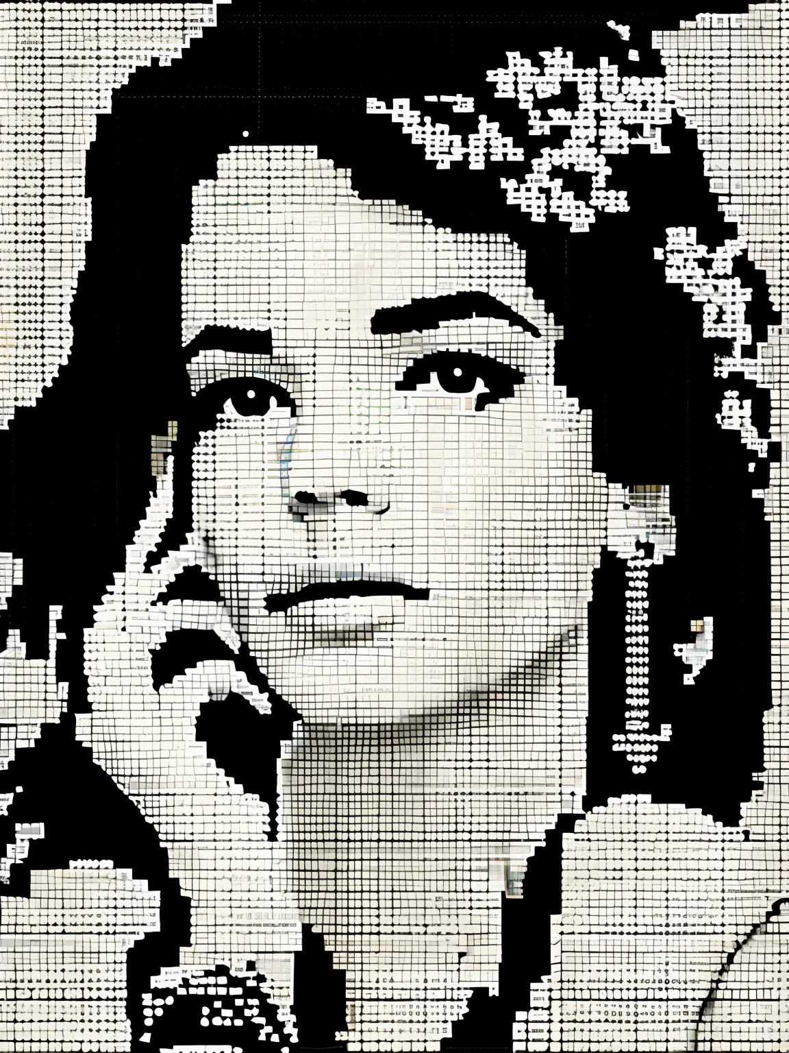 pixel art，Create a three-dimensional pixelated portrait in white，monroe，Australian Artist Gil Bruve Art，Black and white photo，（best quality，4K，masterpiece：1.2），super detailed