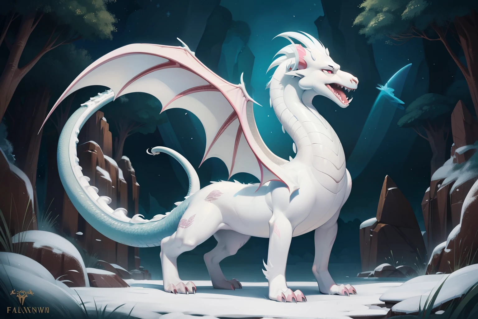 Fairytale Kingdom of Fantasia. On top of the luckdragon, ((((10-year-old)) Atreyu)), olive green skin, athletic, brave, wise, riding the dragon. ((((suede and leather indigenous clothings)))), ((blueish-black hairstyle)). Flying fast in the sky, ((((Falkor the LuckDragon)))). Falkor has a graceful elongated body of 43 feet long, and is similar in appeaearance to a Chinese dragon. His whole body is covered in albino light downy/soft fur on the entire length of his body. He also features elegantly shaped paws and tail. Along Falkor's back he is covered in pink and white scales. Falkor is a large, serpentine dragon with a furry white body. He has a long, slender neck that gracefully arches upwards, leading to a broad and expressive face.  Falkor's snout is adorned with a set of delicate whiskers, adding to his endearing appearance.
Covering Falkor's body is a thick mane of soft, snowy-white fur, which flows elegantly as he moves through the air. ((((He doesn't have wings)))). 