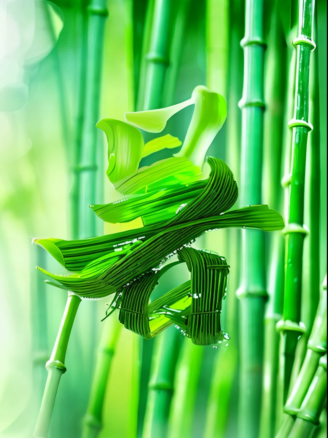bamboo,Bamboo leaves,stream,cup,chess,Stone,water droplets,water droplets,detail,Rich