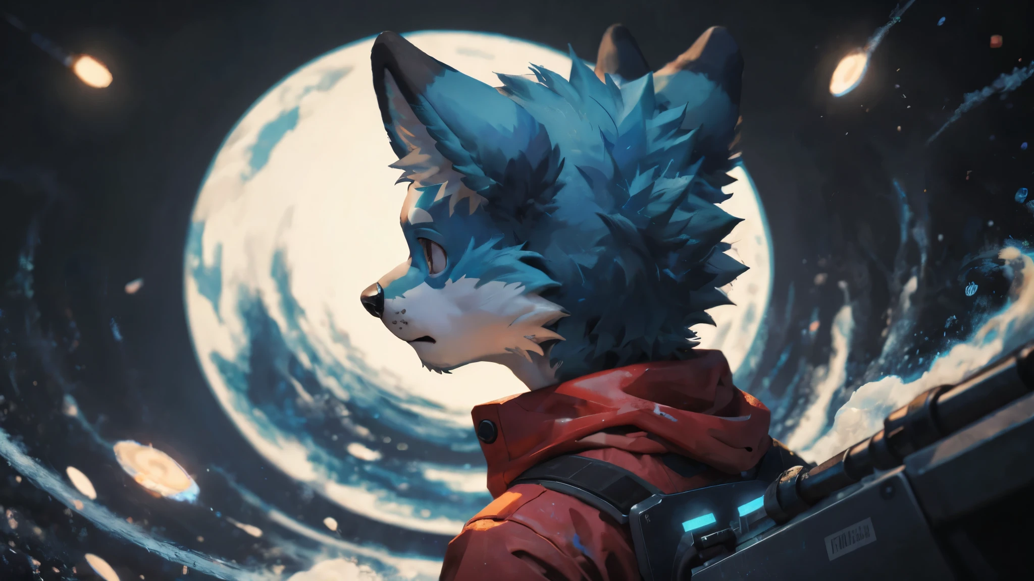 Masterpieces,official art,young boy, a blue fox, no hair, depth of field, perfect lighting, light particles,(best quality),(masterpiece),(ultra detailed),sharp focus,light particles.