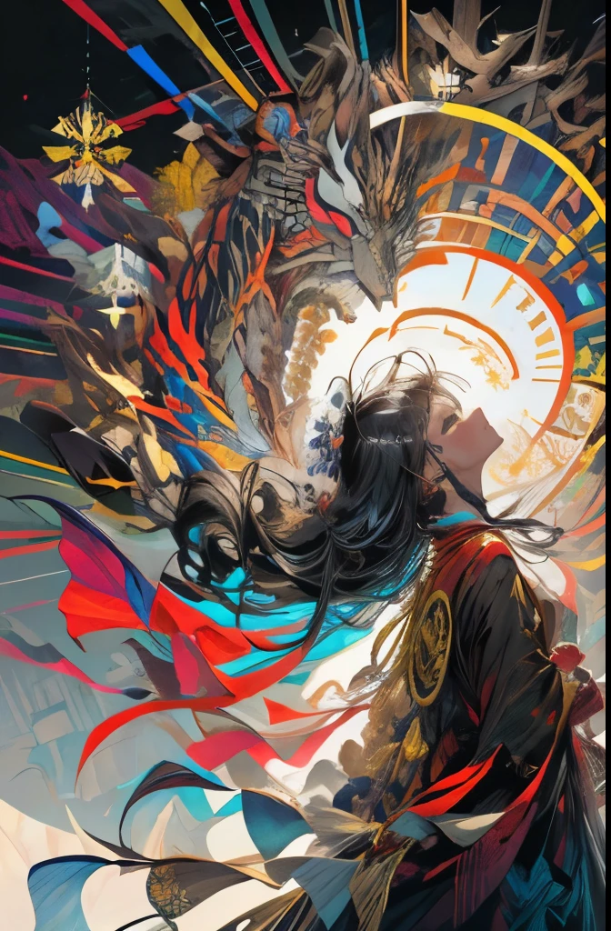 official art, unity 8k wallpaper, super detailed, beautiful and aesthetic, masterpiece, highest quality, (zentangle, mandala, tangle, entangle), (fractal art:1.3) , 1 girl, very detailed, dynamic angle, cowboy shot, the most beautiful form of chaos, elegant, brutal designer, Bright colors, romanticism, Written by James Jean, robbie dowi antono, Ross Tran, francis bacon, Michael Mraz, Adrian&#39;s genius, Petra Cortright, Gerhard Richter, takato yamamoto, ashley wood, in the atmosphere, ecstasy of notes, Streaming notes are displayed