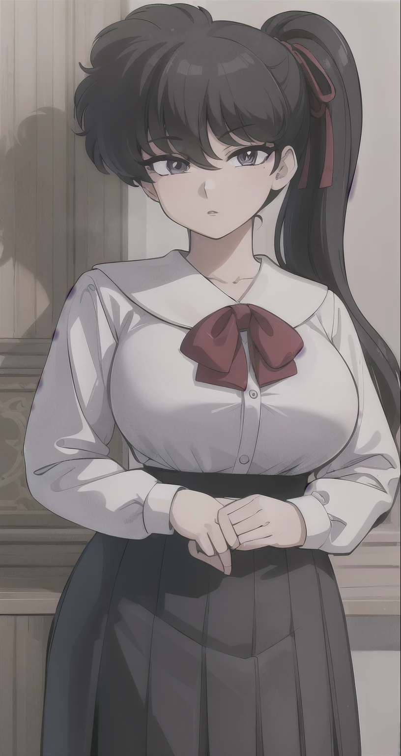 KodachiKunou, solo, standing, large_breasts, KodachiCasualOutfit, masterpiece, best quality, detailed face, detailed eyes, highres,