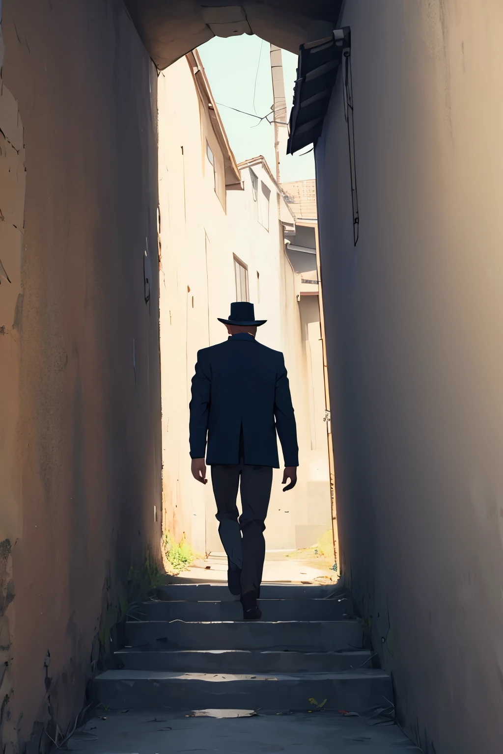 A man walking on the wall