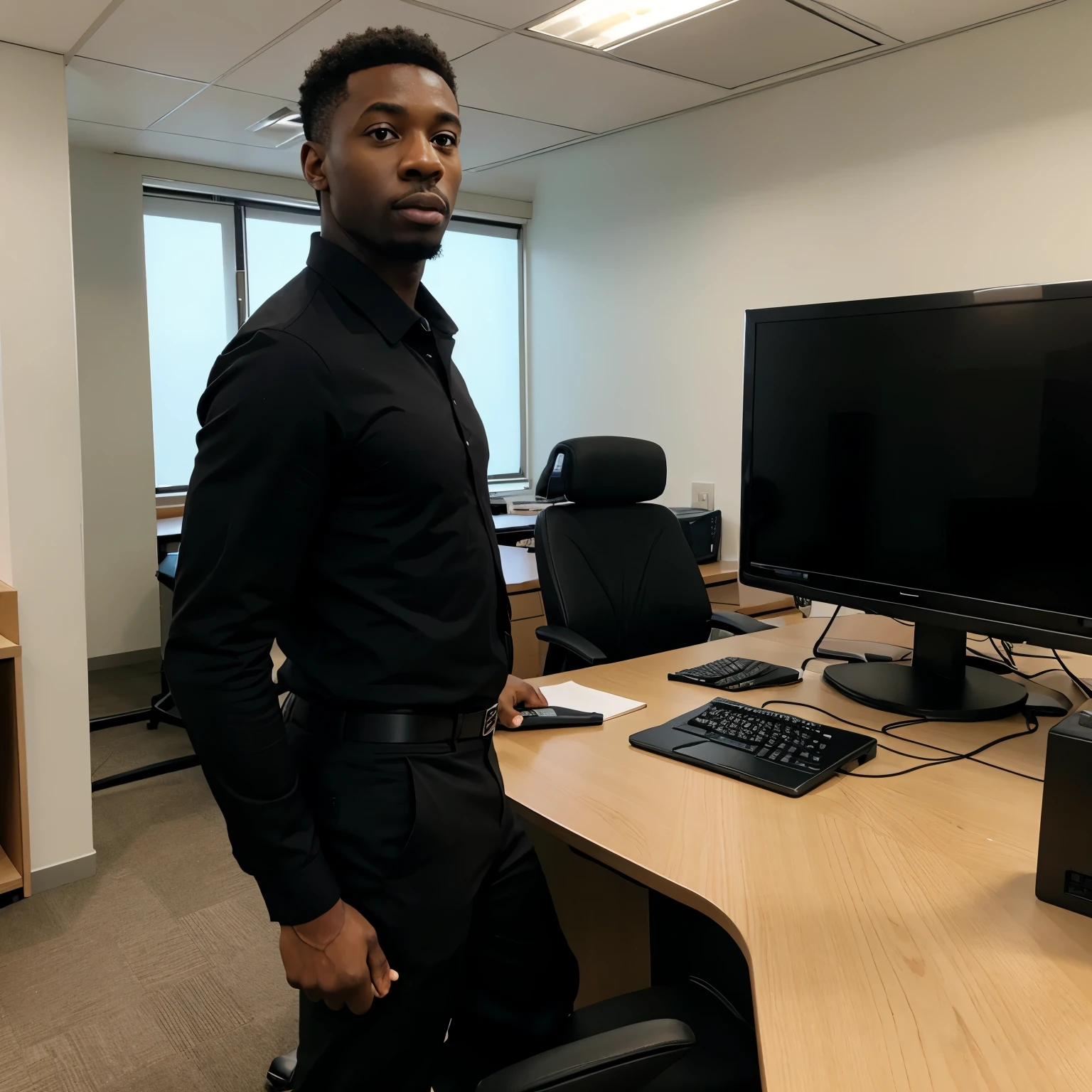 Black man in his office with background wifix