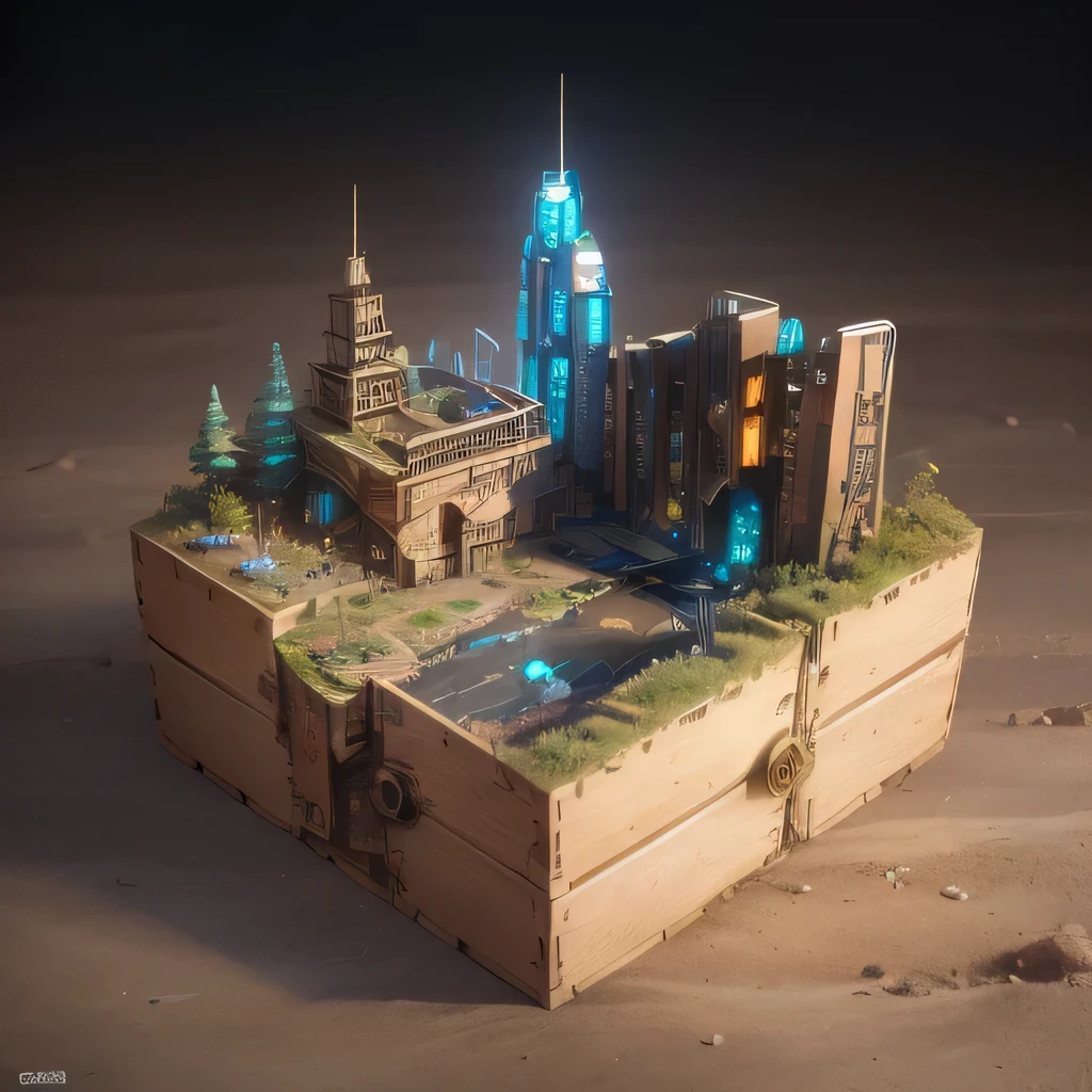 6598年Mars realistic model, (Bifurcation, original photo, best quality, masterpiece:1.4),Steampunk Cyberpunk 6820 City,(CyberpunkMars light:1.3), Mars (related to land),(in a small nature box:1.3),Isometric, small nature, landscape on foundation,landscape,
