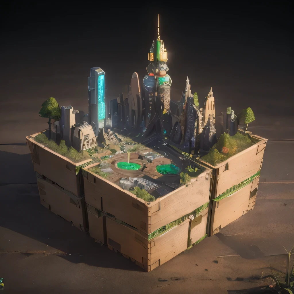 6598年Mars realistic model, (Bifurcation, original photo, best quality, masterpiece:1.4),Steampunk Cyberpunk 6820 City,(CyberpunkMars light:1.3), Mars (related to land),(in a small nature box:1.3),Isometric, small nature, landscape on foundation,landscape,