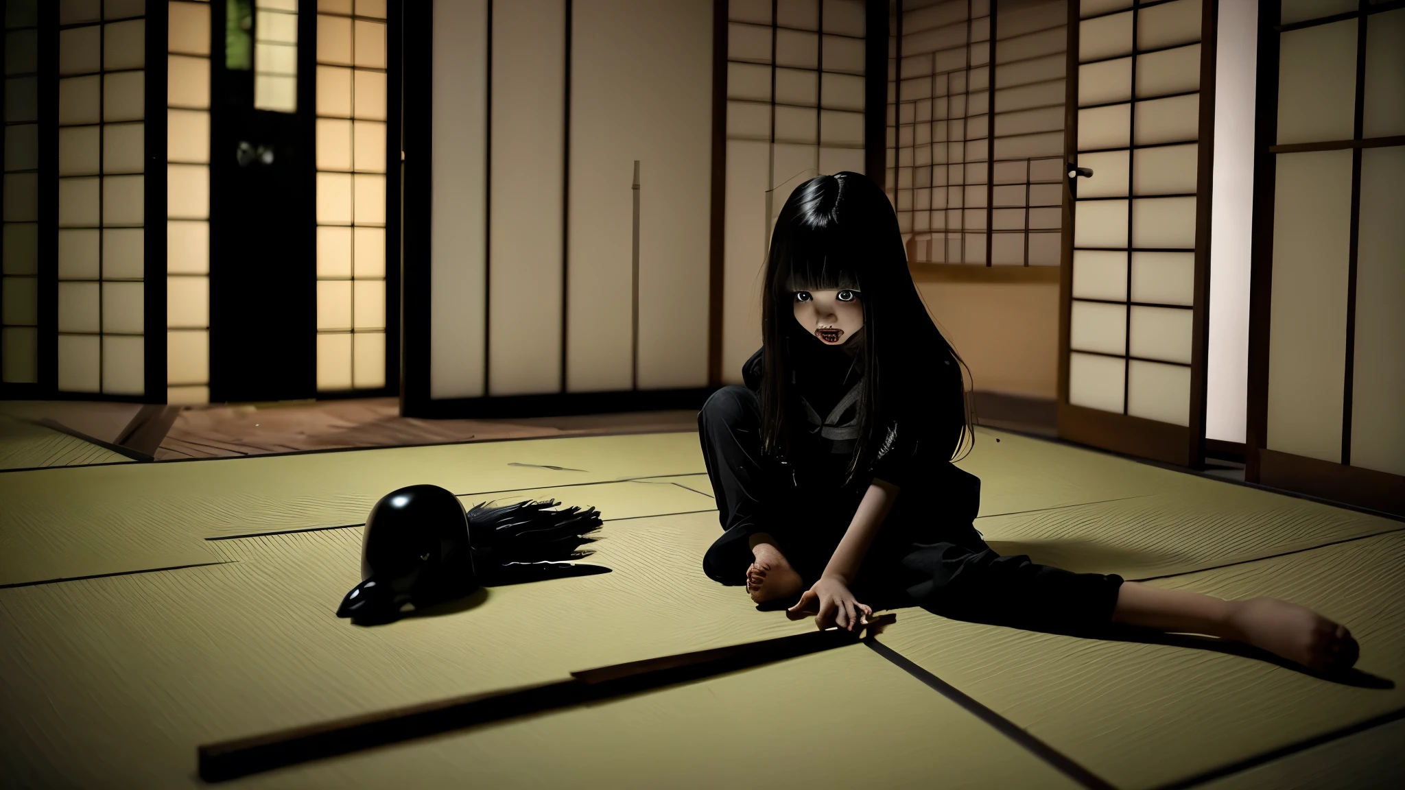 scary,Japanese doll, horror, fear, darkness, Japanese room,