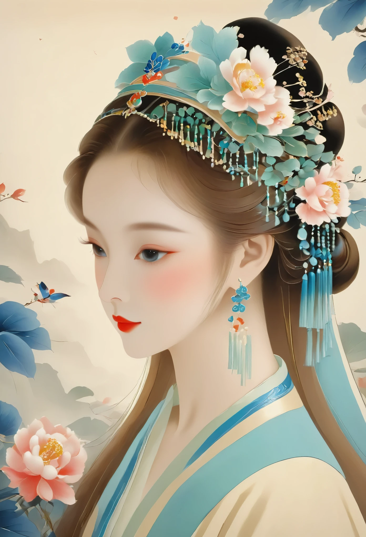 An exquisite meticulous painting,smooth lines,1 girl,Simple,Soft and elegant colors