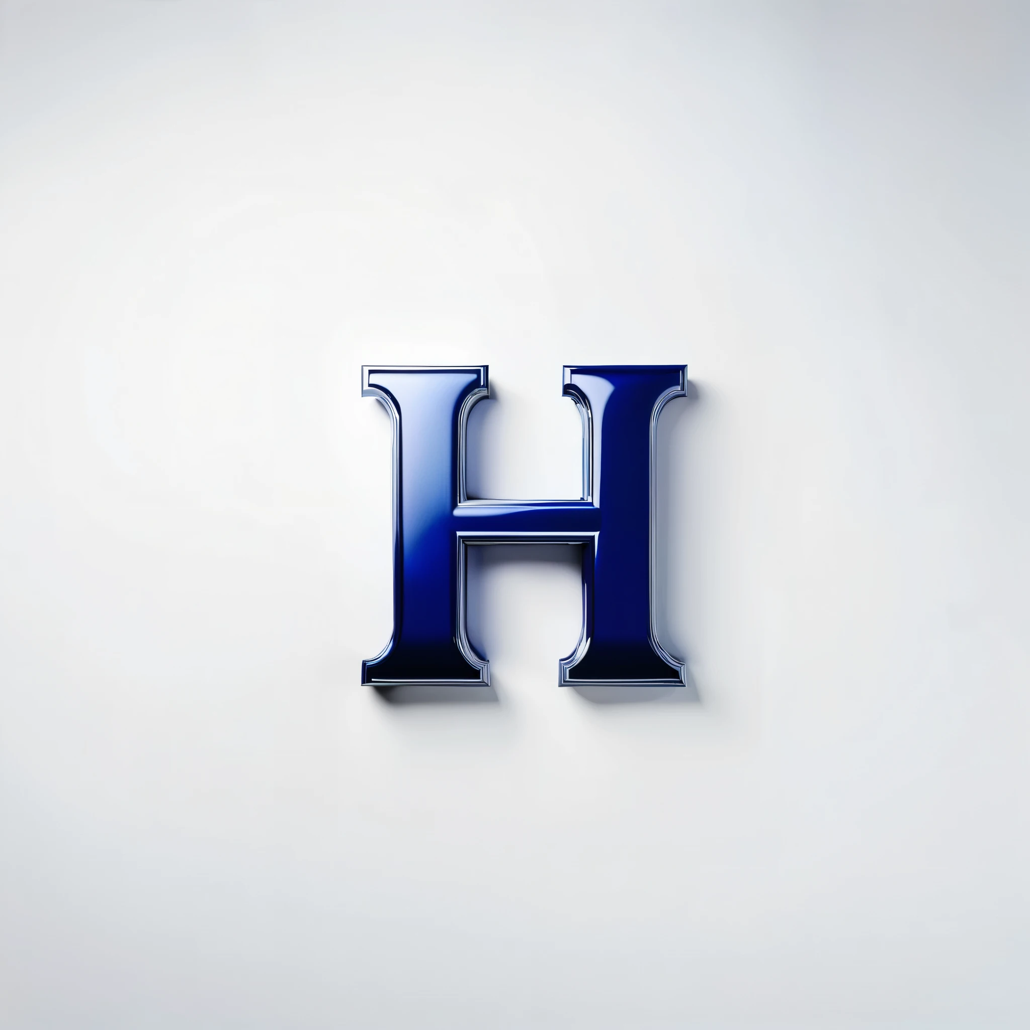 best quality, metallic, deep color, frontal view, big size, Symmetry, white background, the source of light at the top left, dark blue, uppercase H shape,simple form, wide width, Thick, weak luster,