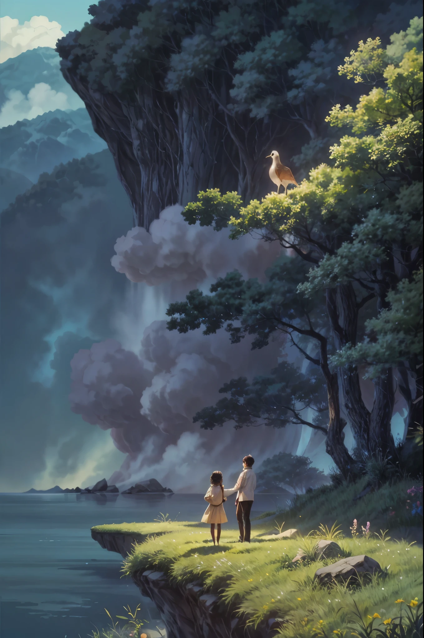 ((Best quality)), ((masterpiece)), (detailed), ((perfect face)), ((halfbody)) Amidst a tranquil church, a handsome young korean boy and short hair, resides in a cozy cathedral beside the beach, where he channels his creative energy into capturing the enchanting harmony between church and his inner world beach. As day turns to night, the moonlight envelops his canvas, revealing a breathtaking masterpiece that embodies the essence of his soul's journey and the beauty he discovers within himself."