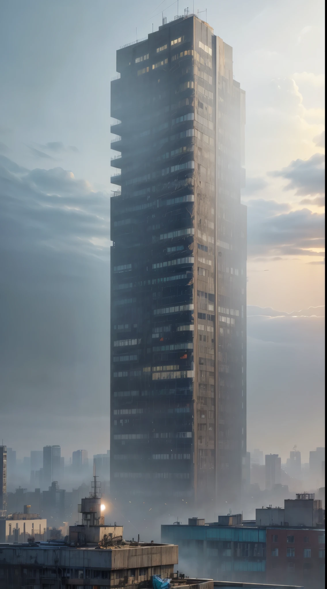 post union townscape, panel buildings, brutalist architecture, solid concrete, blue lights, by thomas kinkade, peter mohrbacher, donato giancola, leyendecker, concept art, matte painting, trending on artstation, featured on pixiv, cinematic composition, dramatic pose, beautiful lighting, sharp
