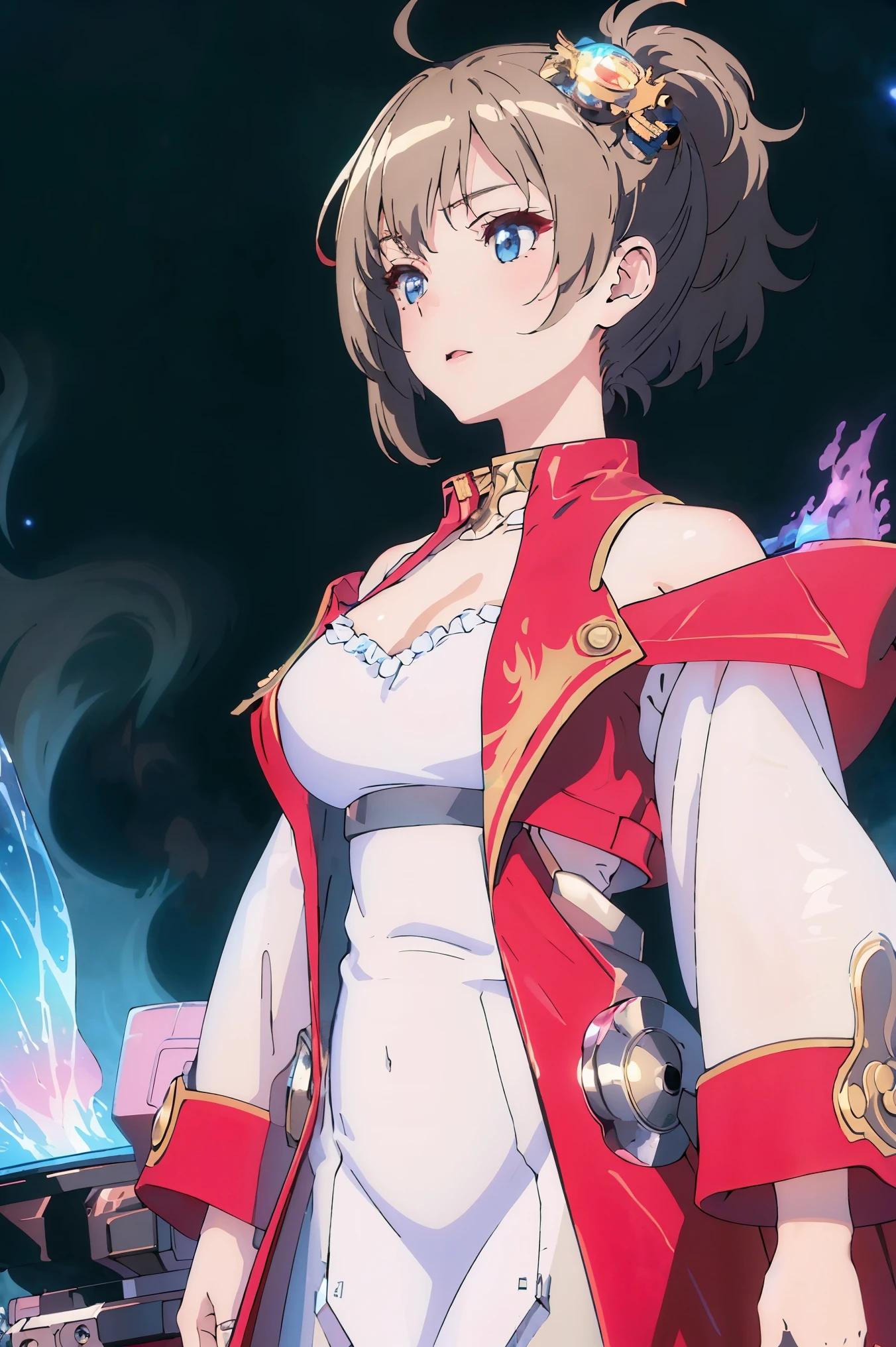 Masterpiece, stunning, fine detail, best quality, official art, extremely detailed CG unified 8k wallpaper, beautiful detail glow, best lighting,(solo:1.2),
((High transparency body)and(Upper body of transparent ghost-girl)and (highly clear skin)and (highly transparent messy hair)and (Total body balance)),
Extremely and detailed
Starry sky background,wind,nebula-background