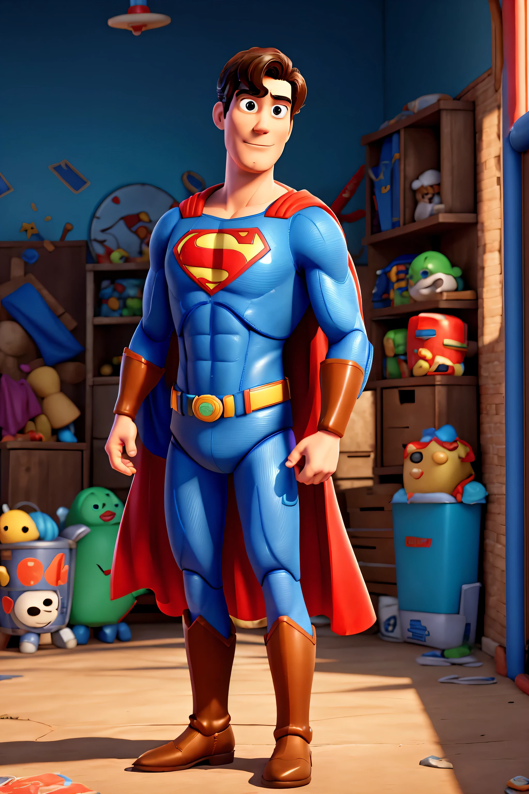 Personajes de Toy Story infectados por Superman, Estilo Toy Story, Antecedentes de Toy Story, imagen detallada, imagen uhd.