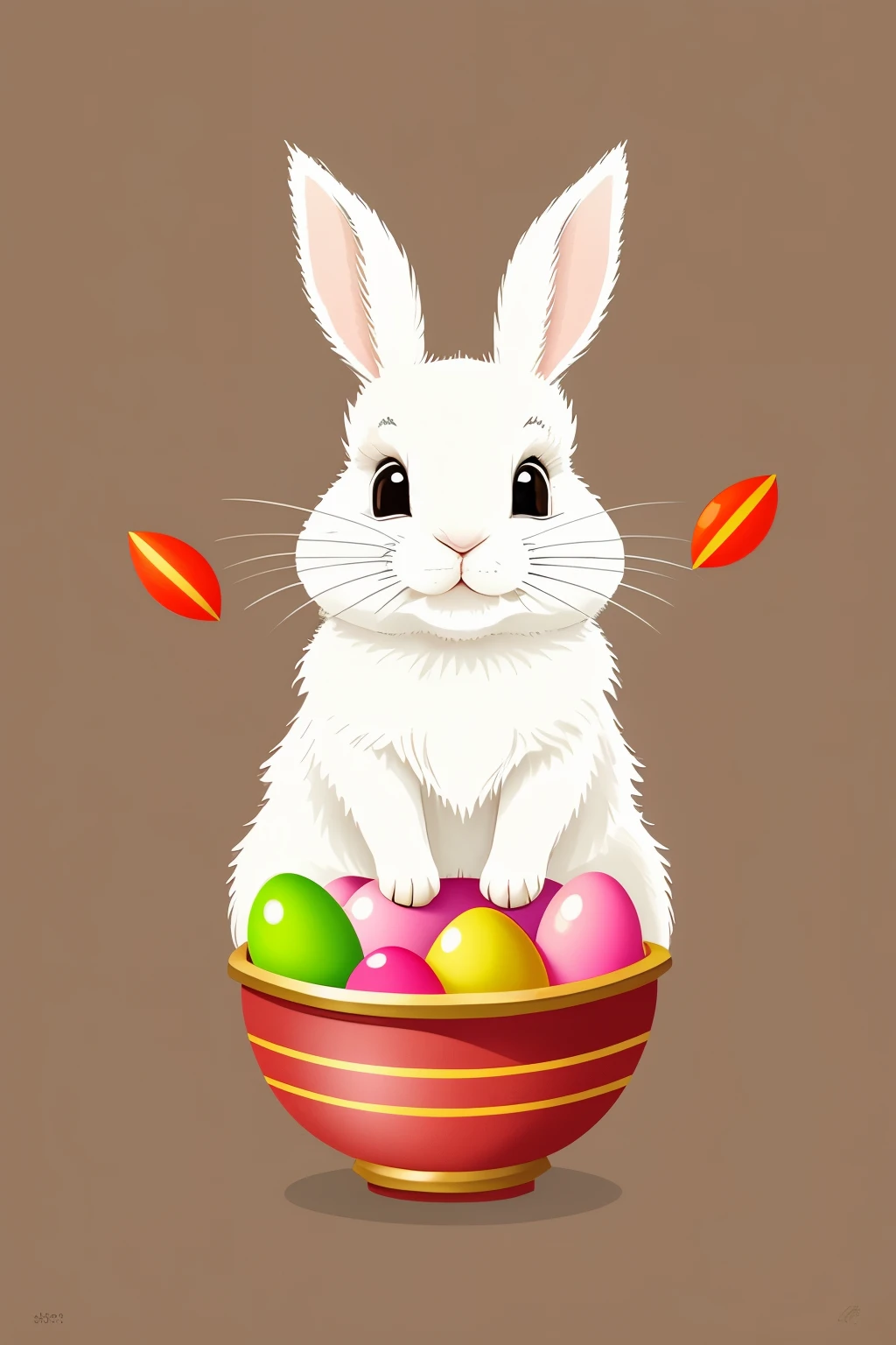 A delightful bunny, reminiscent of Looney Tunes charm, skillfully conceals Easter eggs in a digital drawing created using Adobe Illustrator. With every detail meticulously defined, this high definition illustration captures the essence of the Easter season and the playful spirit of the bunny character.