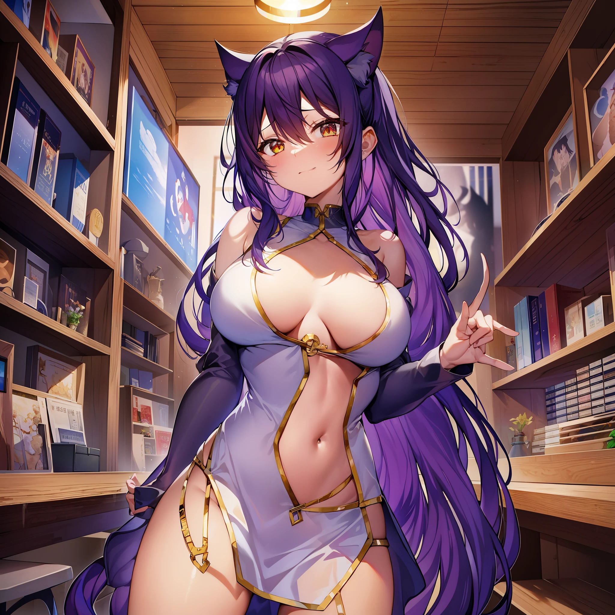 Jahy様はくじけない!、Demonic world。Jahy、Watery eye、Features brown skin and long purple hair。Her hair has curly hair like animal ears on the side of her head.、The back of the hair is tied in one braid.。女王様気質の美貌とDemonic worldNo.I&#39;m letting the power of 2 go as I want.。その気まぐれな性格と実力にDemonic worldのだれからも恐れられ、I tried my best to be extravagant, but、Suddenly、魔法少女の襲撃をうけてDemonic worldの魔力をつかさどる魔石を砕かれ、blown away to the human world。魔力を失った事で少女の姿になったJahy様は、A part-time job at a bar while living in a 40-year-old run-down apartment々spend the day、魔石を集めDemonic world復興を試みる。「Demonic world復興」She wears a white T-shirt that clearly doesn&#39;t fit her size that says ``&#39;&#39; as a dress.（Although it is unknown whether it is true or false、From a distance, it looks like she&#39;s wearing only a T-shirt, which is why some suspect she&#39;s almost completely naked, even though she&#39;s not wearing any at all.）。In her original form, she goes out wearing revealing belt-like clothes.、I often end up being questioned by police officers about my work as a suspicious person who is overly exposed.、I have no intention of changing my sense of clothing.。Demonic worldNo.2の実力者だったJahy様が人間界で奮闘するDemonic world復興コメディ。Demonic worldの住民達はゾロアスター教に伝わる悪魔｢Daeva｣is the motif、Jahy様の場合はDaevaの中核となるヴェンディダードの七大魔王の首領格である魔王アンラ・マンユの愛人とされる｢evil woman｣の意を持つ悪魔Jahyから。