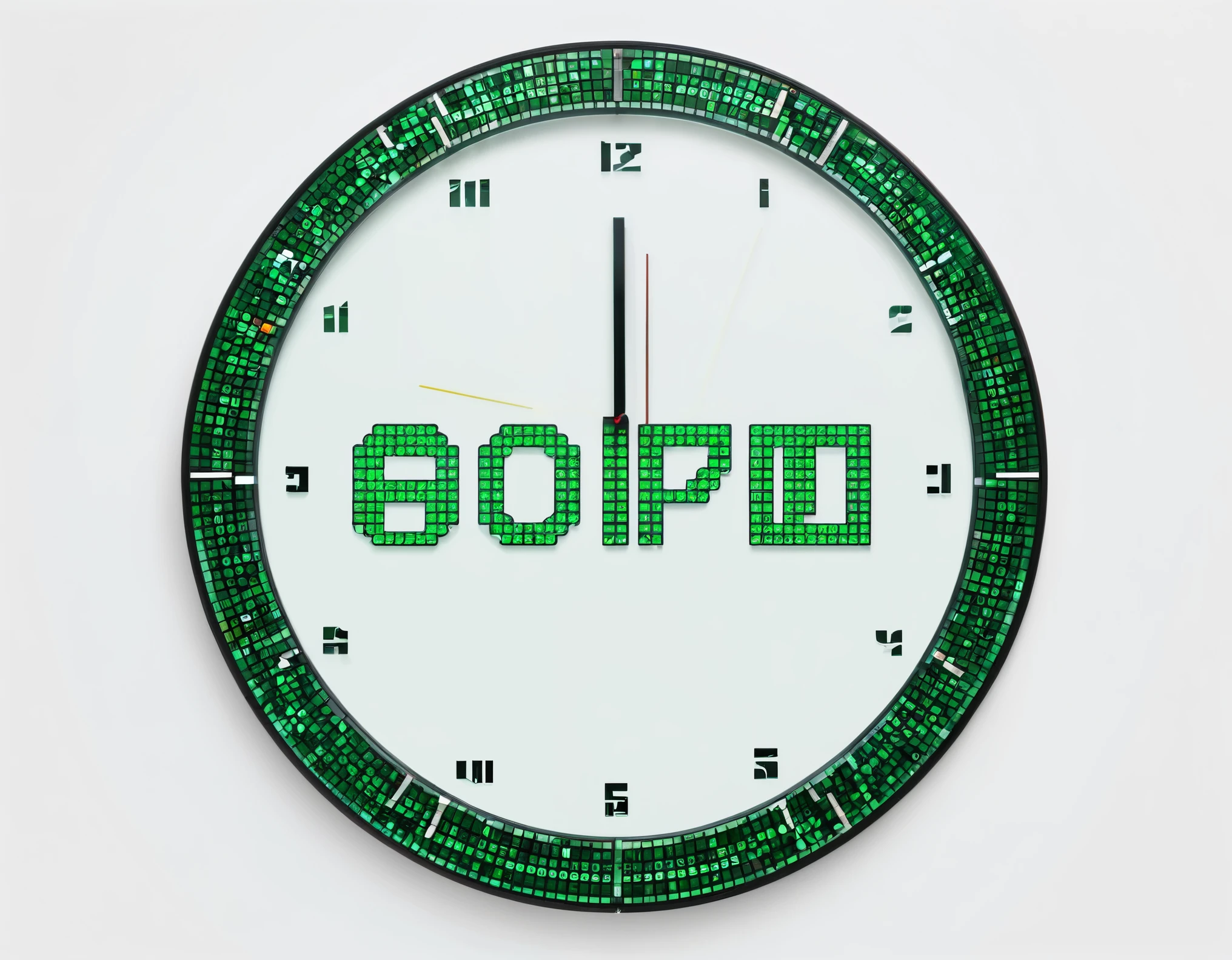 Pixel font,glass electronic clock(字母“good ”and“luck”),Pixel-style fonts derived from video games are "restricted" fonts,8X8 pixel monospaced font with the same character width,Usually, a stroke or projected pixel grid is added to the outermost circle of pixel letters.,Create natural separation and three-dimensionality,Transparent letters ""good luck"",red and green letters "good luck"