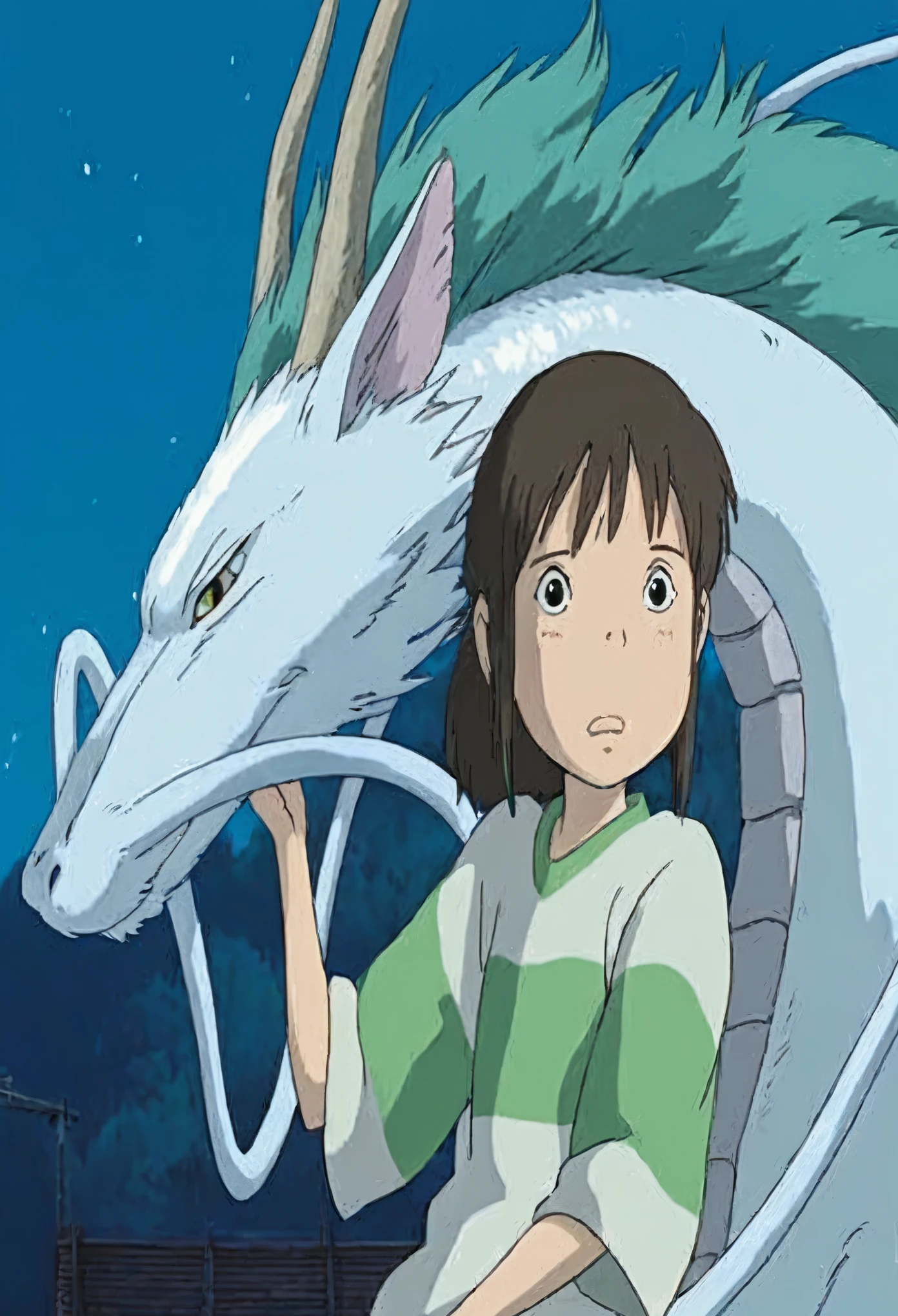 a close up of a person sitting on a dragon with a sky background, ghibli spirited away vibe, spirited away, hayao miyazaki's movies, miyazaki's animated fil m, studio ghibli anime, studio ghibli and shinkai makoto, in the studio ghibli anime film, studio ghibli movie, from the studio ghibli film, ghibli animated fil m, studio ghibli film