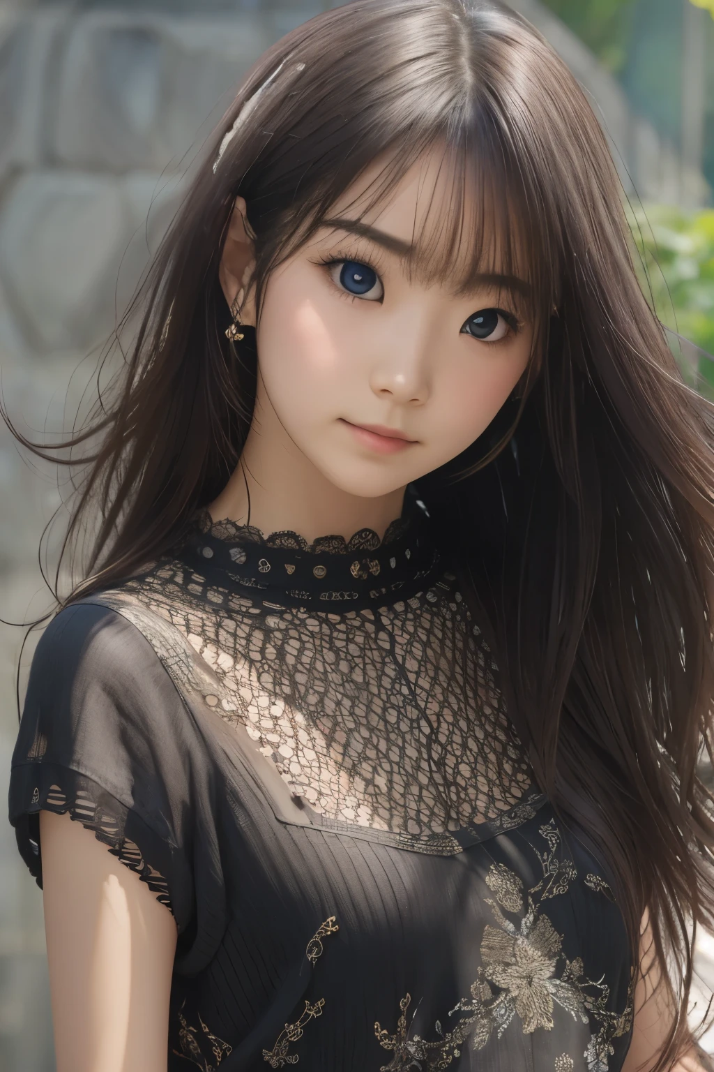 Best Quality, Focus, Soft Light, Black Hair, (Japanese)), (Blouse), (((Front, Young Face))), (Depth of Field), Ultra High Resolution, (Realistic: 1.4), RAW Photo, Upper Body