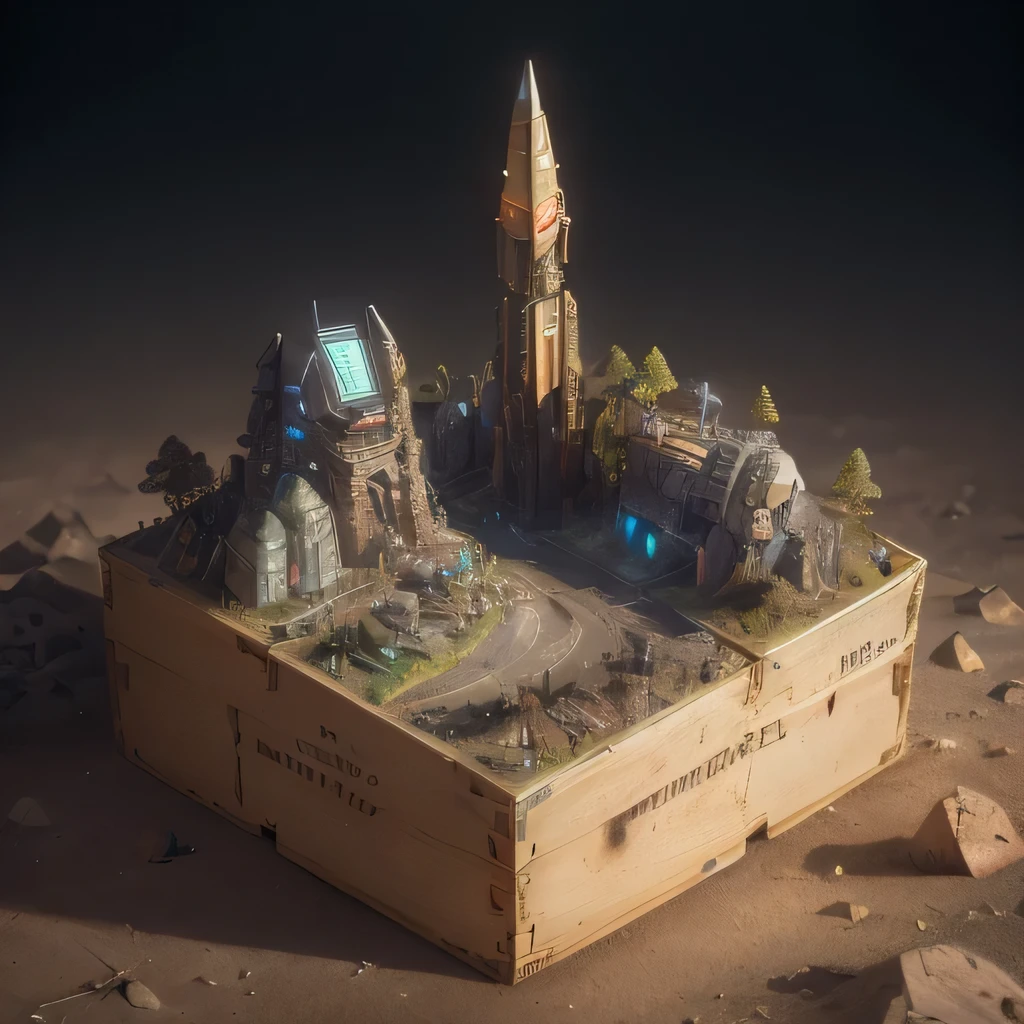 6598年Mars realistic model, (Bifurcation, original photo, best quality, masterpiece:1.4),Steampunk Cyberpunk 6820 City,(CyberpunkMars light:1.3), Mars (related to land),(in a small nature box:1.3),Isometric, small nature, landscape on foundation,landscape,