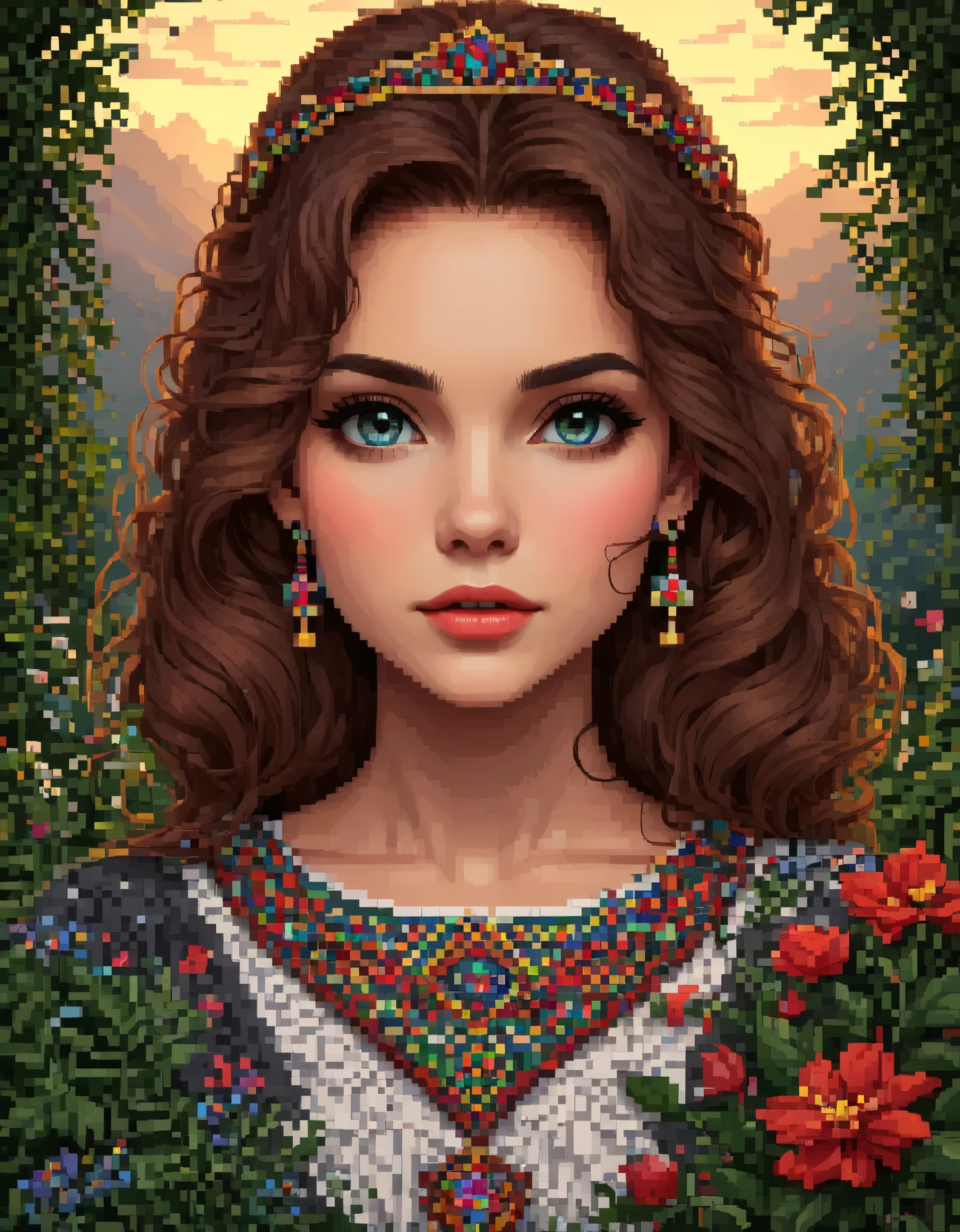 in style of Pixel art, portrait, beautiful detailed