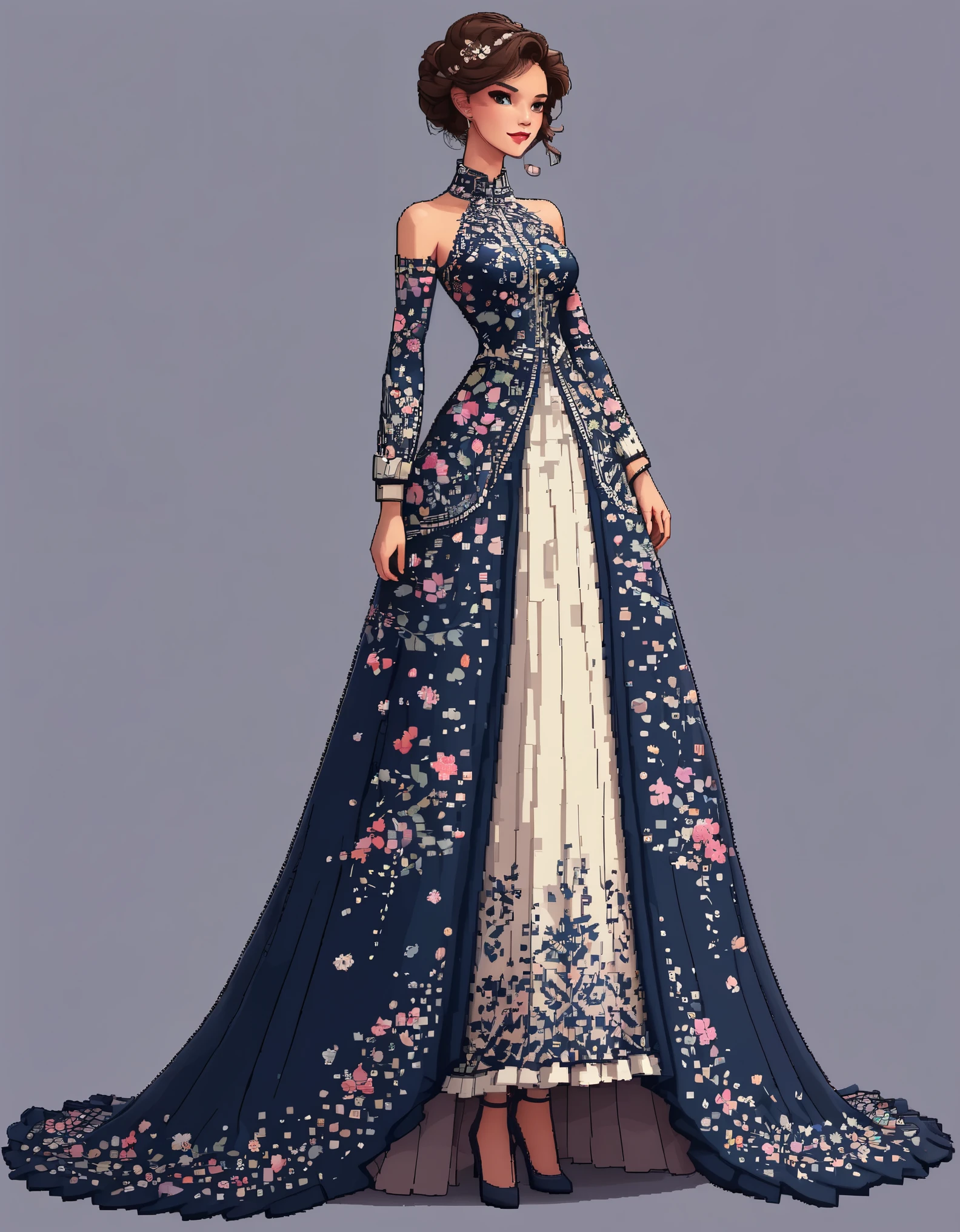 in style of Pixel art, a dress, full body, beautiful detailed