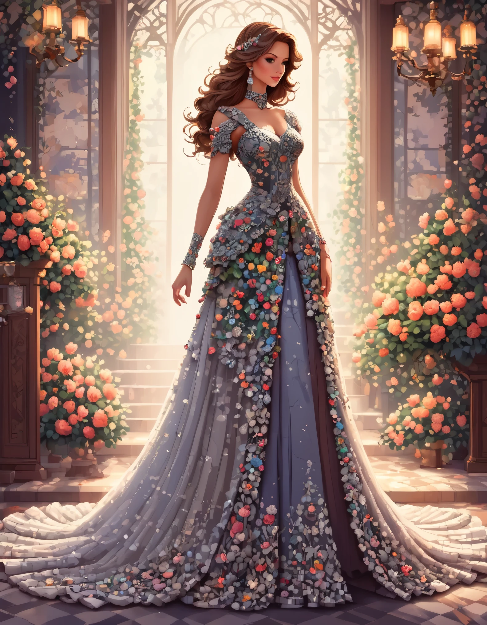 in style of Pixel art, a dress, full body, beautiful detailed