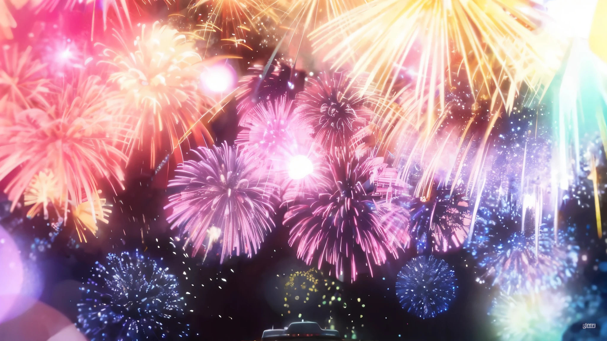 UHD, retina, masterpiece, ccurate, super detail, high details, high quality, award winning, best quality, highres, 4K, fireworks show, night, taxi,