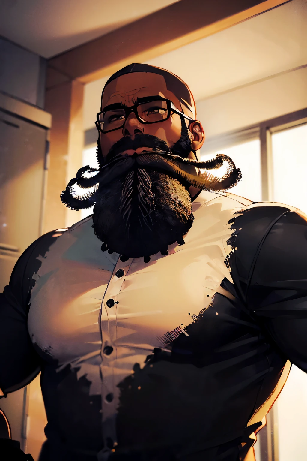 (((((((there is a black man with a Beard))))))), some Beard, without Beard, with a full Black Beard, ((((dark man)))), (8k, Melhor qualidade, obra de arte:1.2)