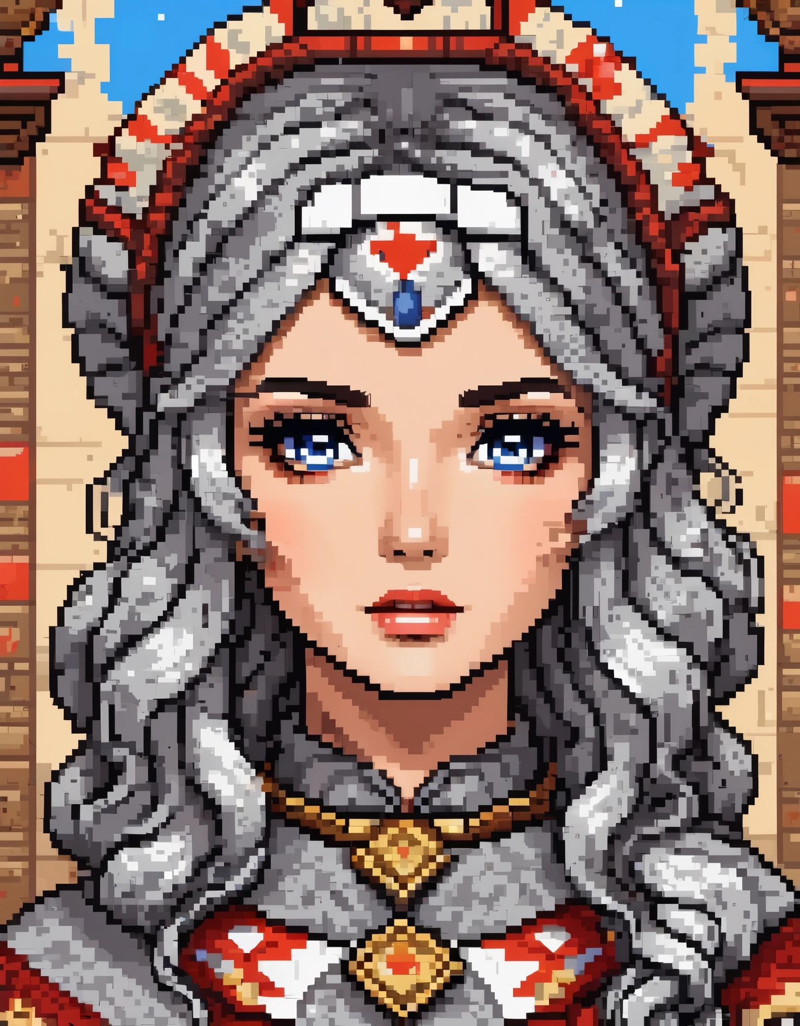 in style of Pixel art, portrait, beautiful detailed