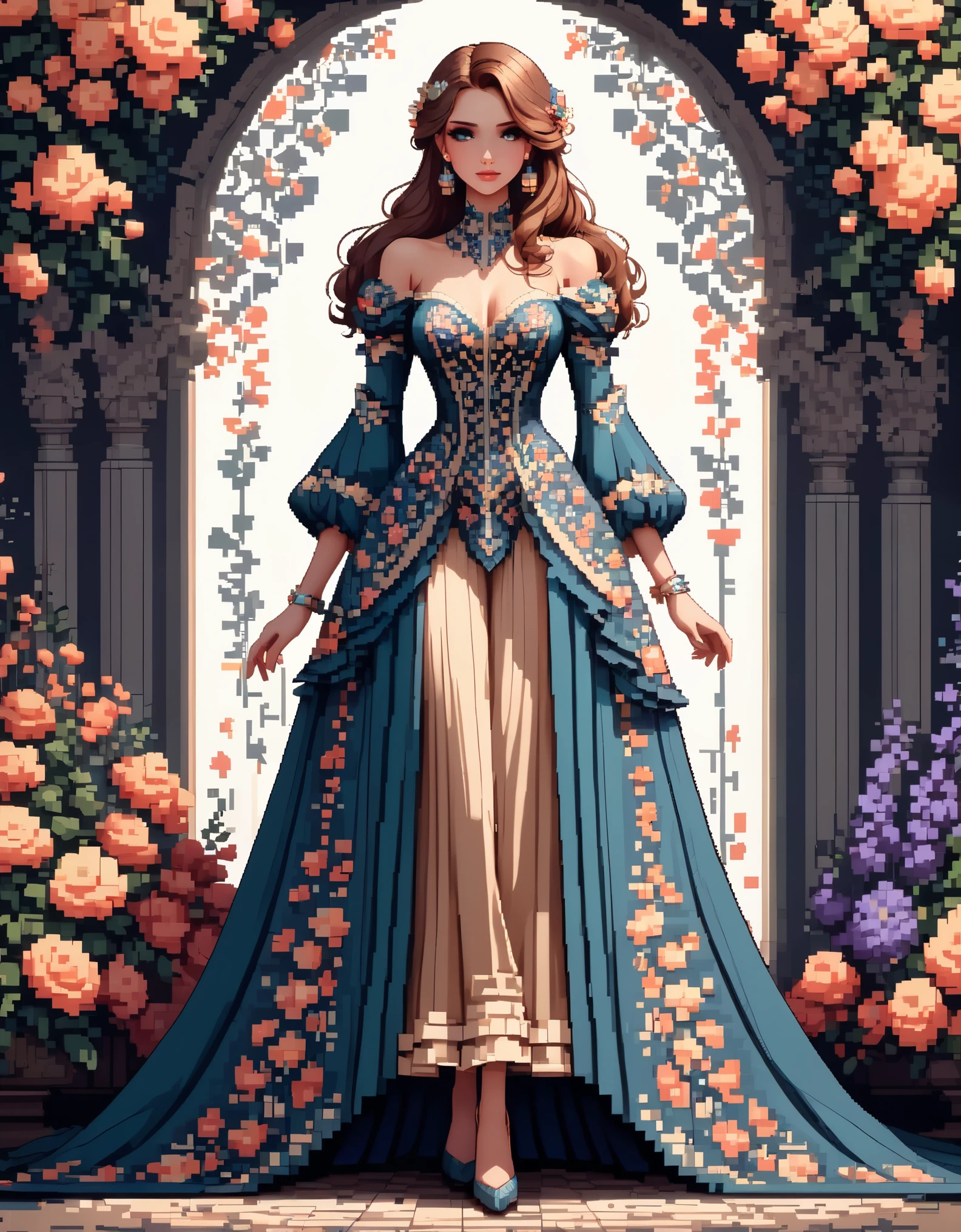 in style of Pixel art, a dress, full body, beautiful detailed