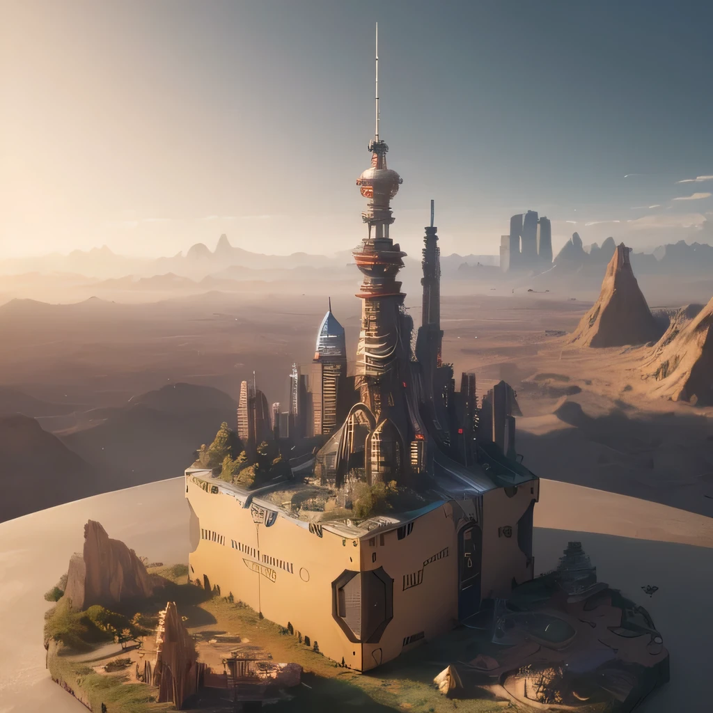 6598年Mars realistic model, (Bifurcation, original photo, best quality, masterpiece:1.4),Steampunk Cyberpunk 6820 City,(CyberpunkMars light:1.3), Mars (related to land),(in a small nature box:1.3),Isometric, small nature, landscape on foundation,landscape,