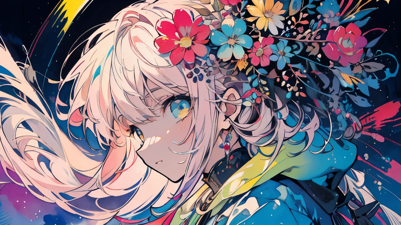 (masterpiece, highest quality, highest quality, official art, beautiful and aesthetic:1.2), (1 girl:1.3), very detailed,colorful,most detailed,(watercolor painting:1.3), light mixing, playful pattern, Lively texture, rich colors, unique visual effects