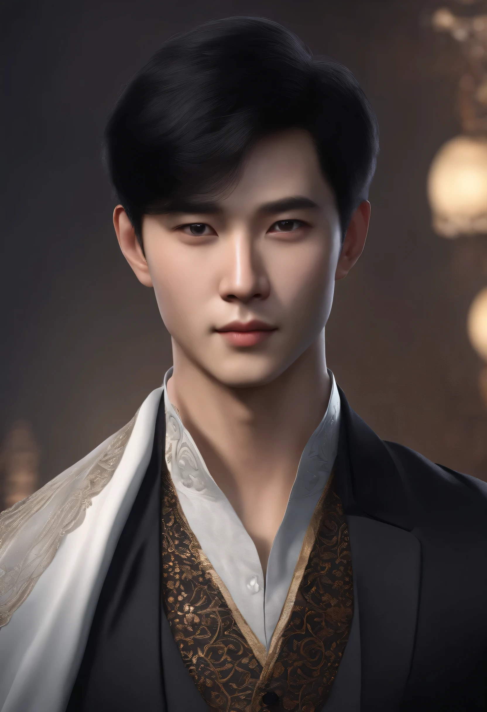 Create an AI frontal upper body avatar of a young Chinese male with black short hair,Casual suit style,