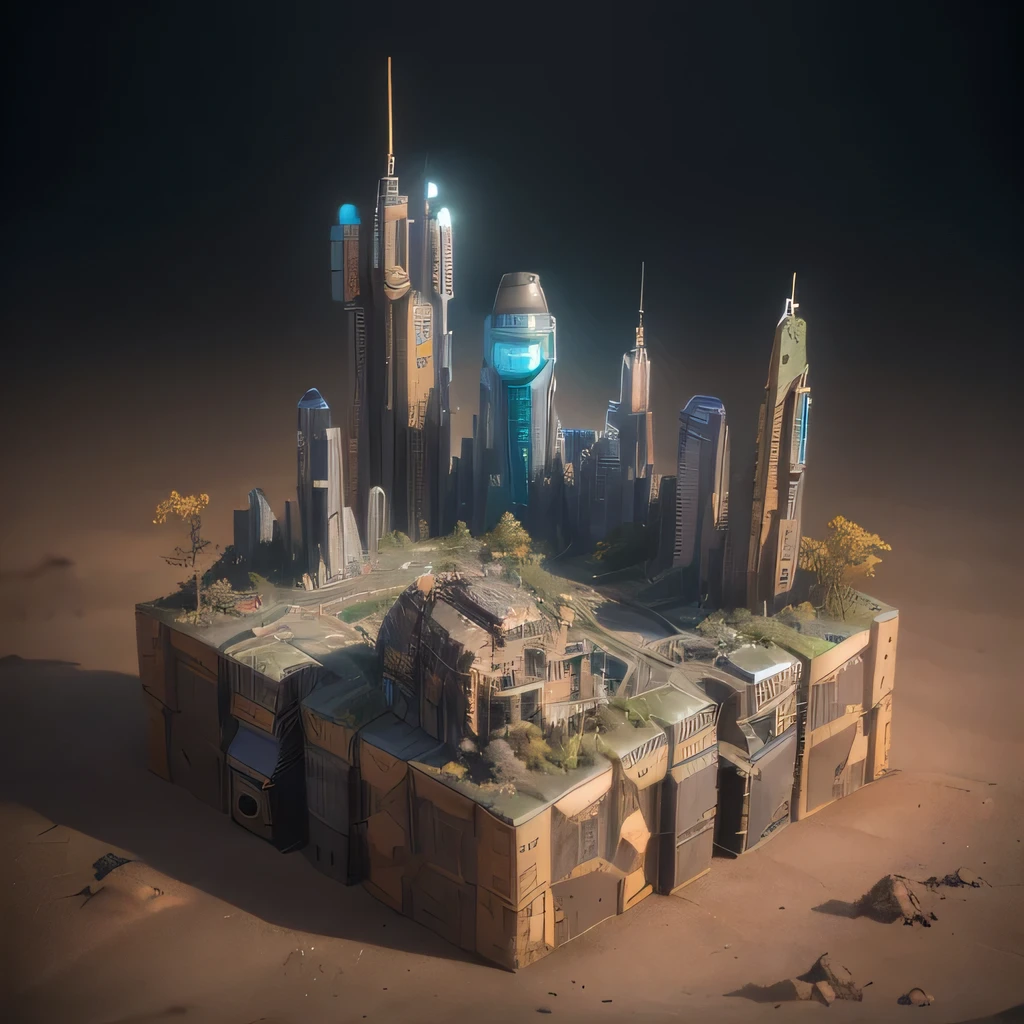 6598年Mars realistic model, (Bifurcation, original photo, best quality, masterpiece:1.4),Steampunk Cyberpunk 6820 City,(CyberpunkMars light:1.3), Mars (related to land),(in a small nature box:1.3),Isometric, small nature, landscape on foundation,landscape,