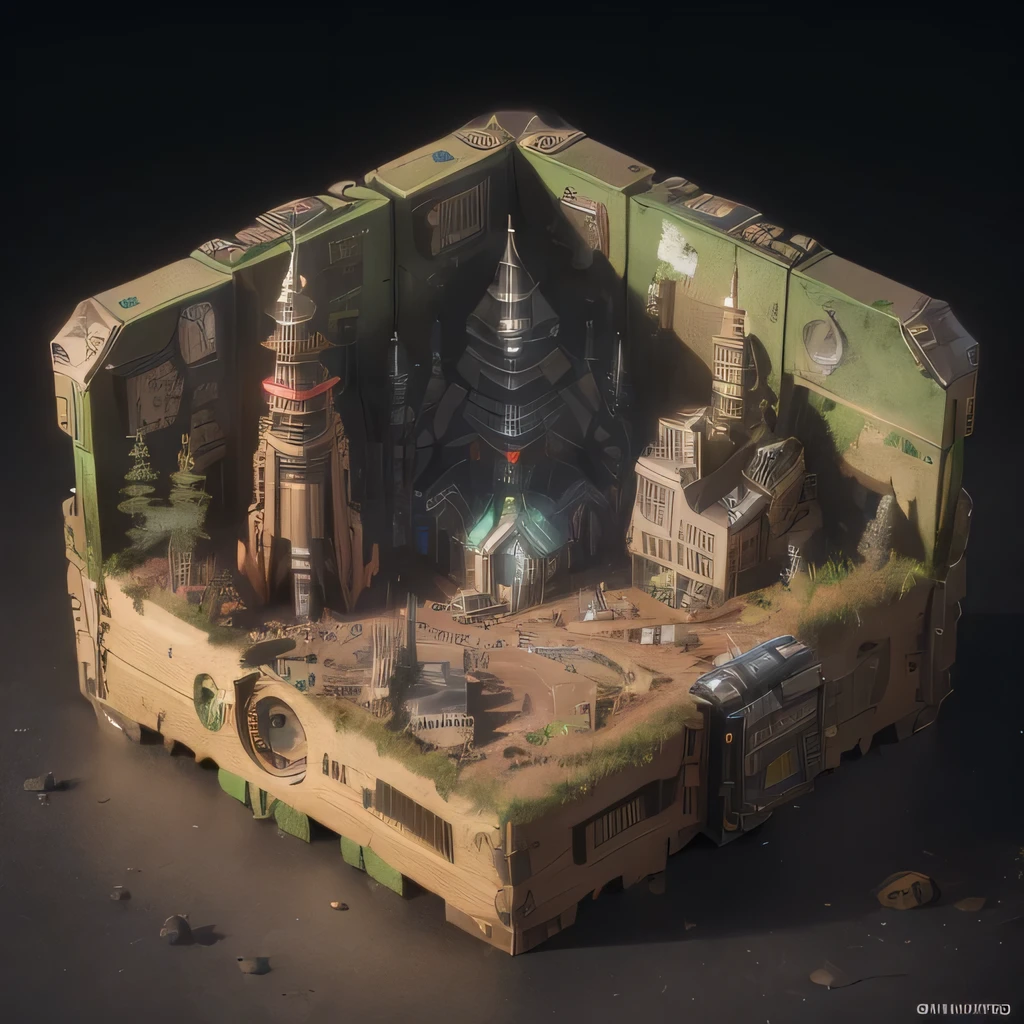 6598年Mars realistic model, (Bifurcation, original photo, best quality, masterpiece:1.4),Steampunk Cyberpunk 6820 City,(CyberpunkMars light:1.3), Mars (related to land),(in a small nature box:1.3),Isometric, small nature, landscape on foundation,landscape,