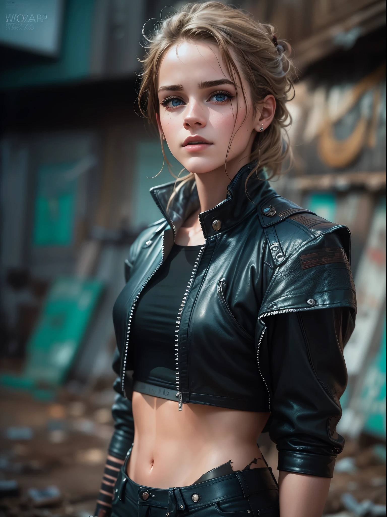 Emma Watson does it ,blonde. Shining blue eyes that speak of innocence and acceptance. Slender frame and beautiful figure. Tight leather shorts. crop top. Outside the spacecraft. Muscles exposed through torn clothes. SF. from the back. Please think back.RAWphotograph, Shapuri, by lee jeffries nikon d850 フィルム ストック photographグラフ 4 kodak portra 400 カメラ f1.6 lens rich colors hyper realistic lifelike texture dramatic lighting unrealengine trending on artstation cinestill 800,photographrealistic, photograph, masterpiece, realistic, realism, photographrealism, high contrast, photographrealistic digital art trending on Artstation 8k HD high definition, 