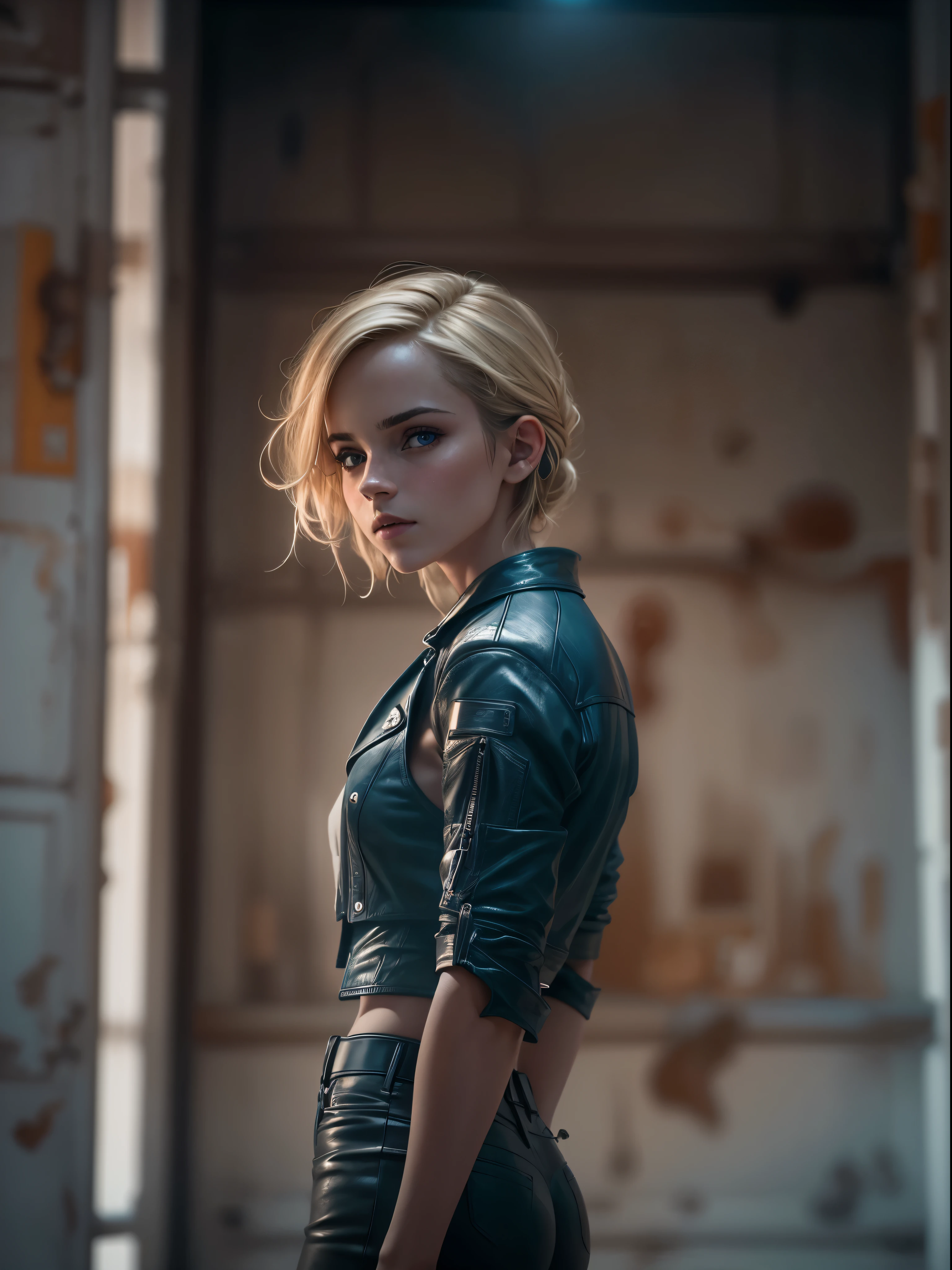 emma watson does it ,blonde. Shining blue eyes that speak of innocence and acceptance. Slender frame and beautiful figure. Tight leather shorts. crop top. Outside the spacecraft. Muscles exposed through torn clothes. SF. from the back. please reconsider.RAWphotograph, Shapuri, by lee jeffries nikon d850 フィルム ストック photographグラフ 4 kodak portra 400 カメラ f1.6 lens rich colors hyper realistic lifelike texture dramatic lighting unrealengine trending on artstation cinestill 800,photographrealistic, photograph, masterpiece, realistic, realism, photographrealism, high contrast, photographrealistic digital art trending on Artstation 8k HD high definition, 