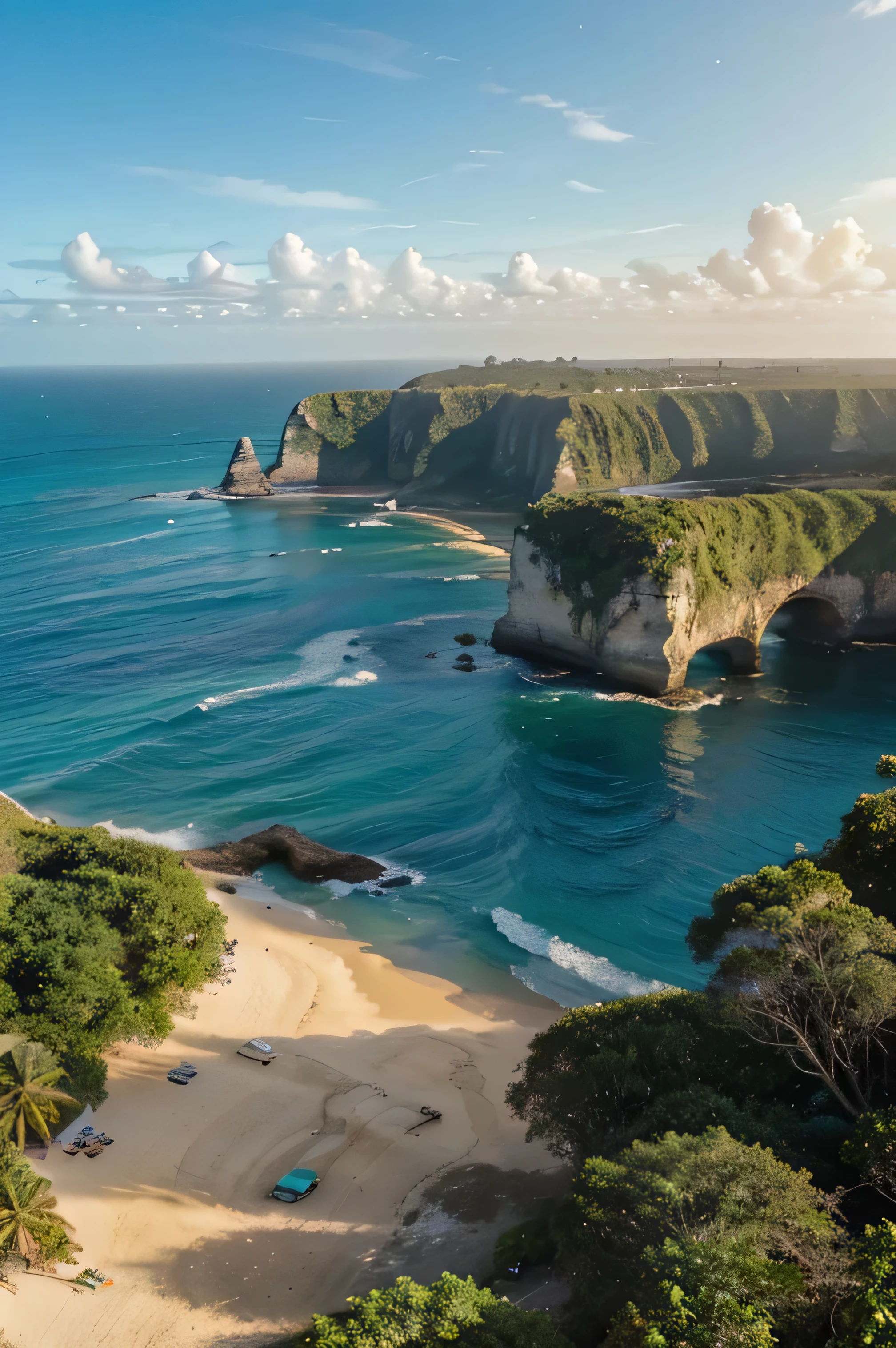 aerial view,ocean view,beautiful landscape,emerald green water,sandy beach,vibrant colors,tropical paradise,towering cliffs,rocky formations,lush vegetation,calm atmosphere,natural beauty,secluded getaway,serene setting,sun-kissed shores,gentle waves,coastal charm,unexplored gem,rejuvenating escape,coffee plantations,breathtaking scenery,refreshing breeze,sunshine-filled skies,cozy beachside cafes,morning mist,adventurous spirit,surfing paradise,exotic wildlife,hidden coves,ancient history,seaside village,fishing boats,rich cultural heritage,local traditions,exploring the unknown,unspoiled paradise,tranquil retreat,relaxing vibes.