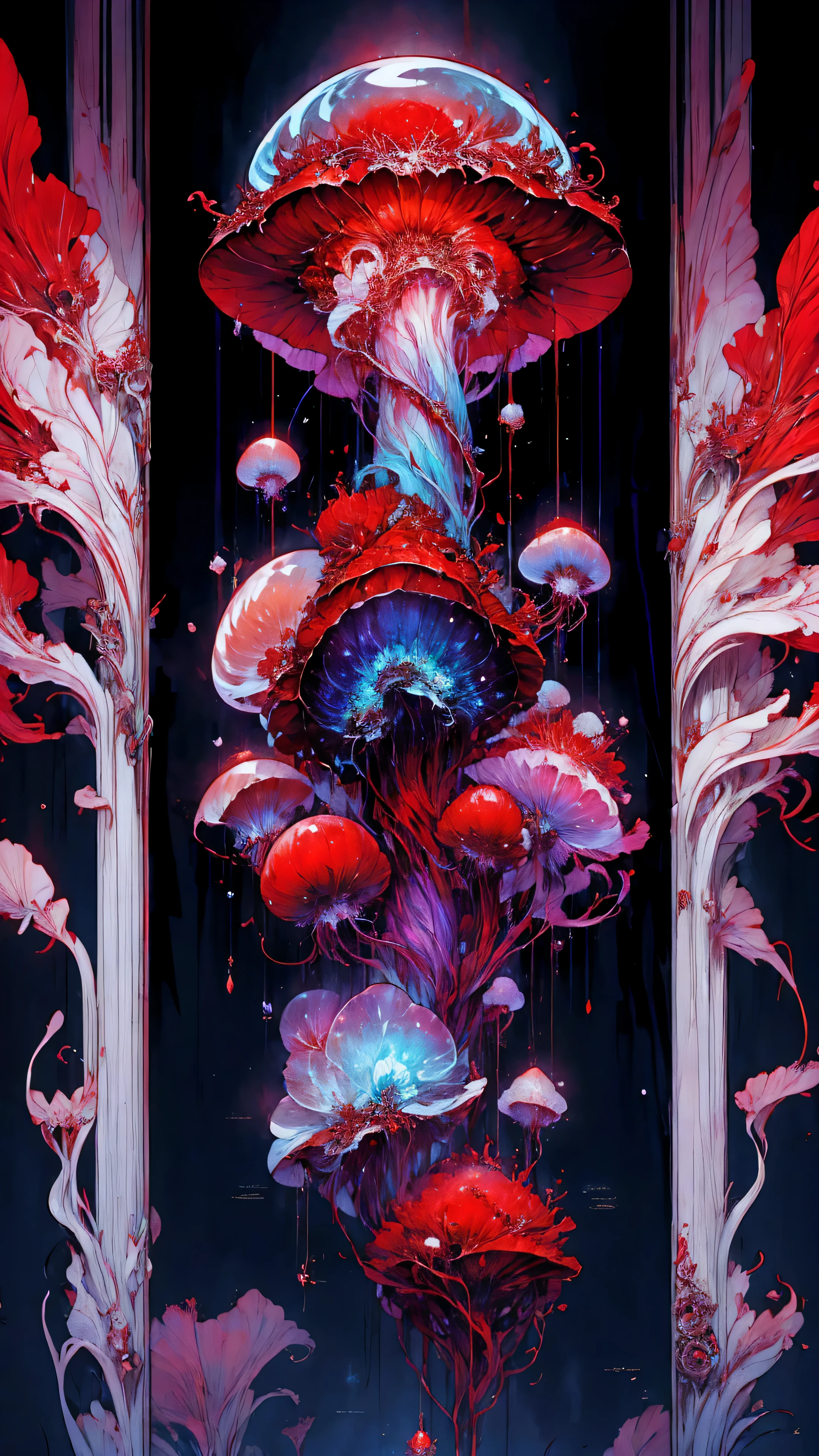 red voidWill-O'- Fireflies水母,red void,Will-O'- Fireflies,Red jellyfish,flame jellyfish,Jellyfish structure,HD,Ultra-clear