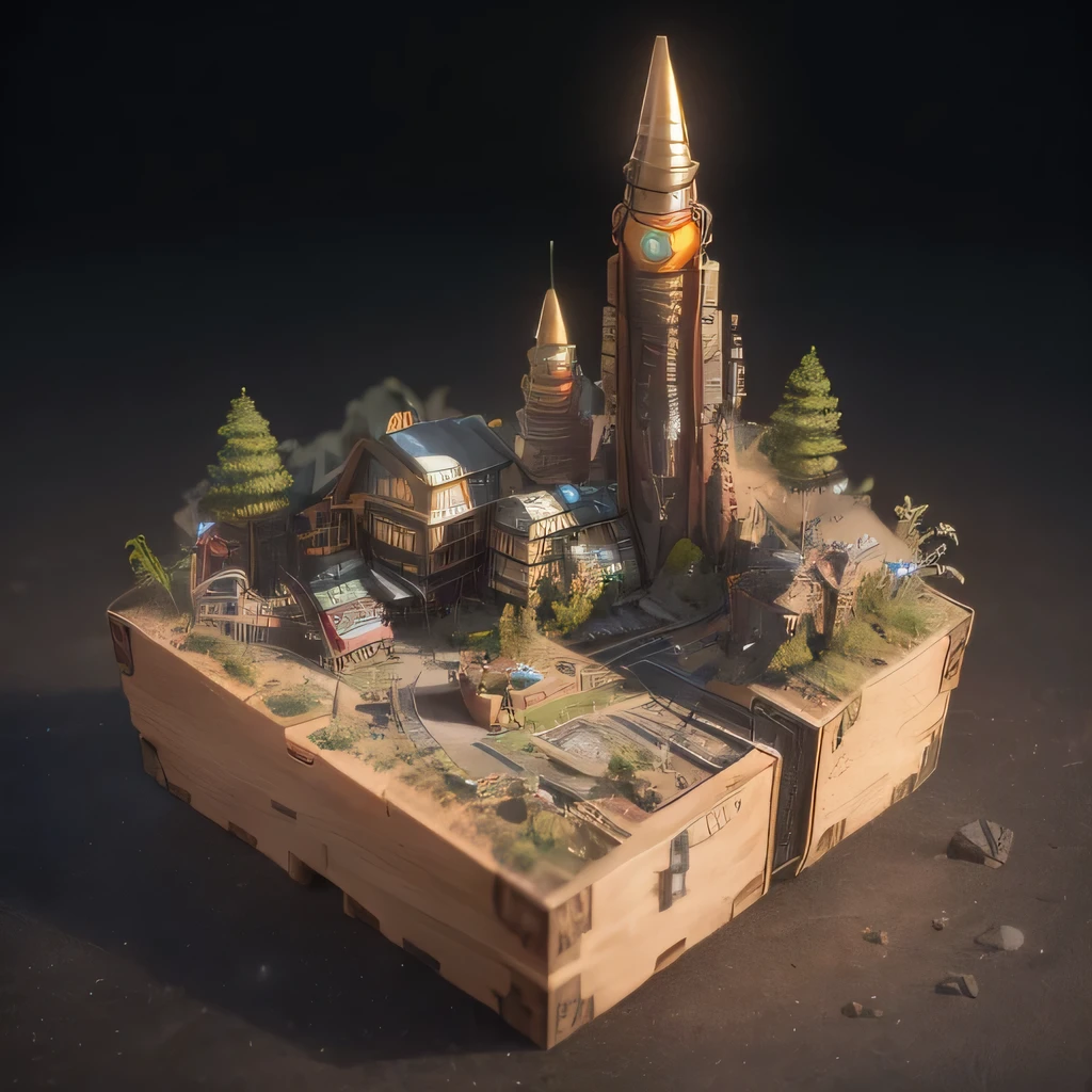 6598年Mars realistic model, (Bifurcation, original photo, best quality, masterpiece:1.4),Steampunk Cyberpunk 6820 City,(CyberpunkMars light:1.3), Mars (related to land),(in a small nature box:1.3),Isometric, small nature, landscape on foundation,landscape,