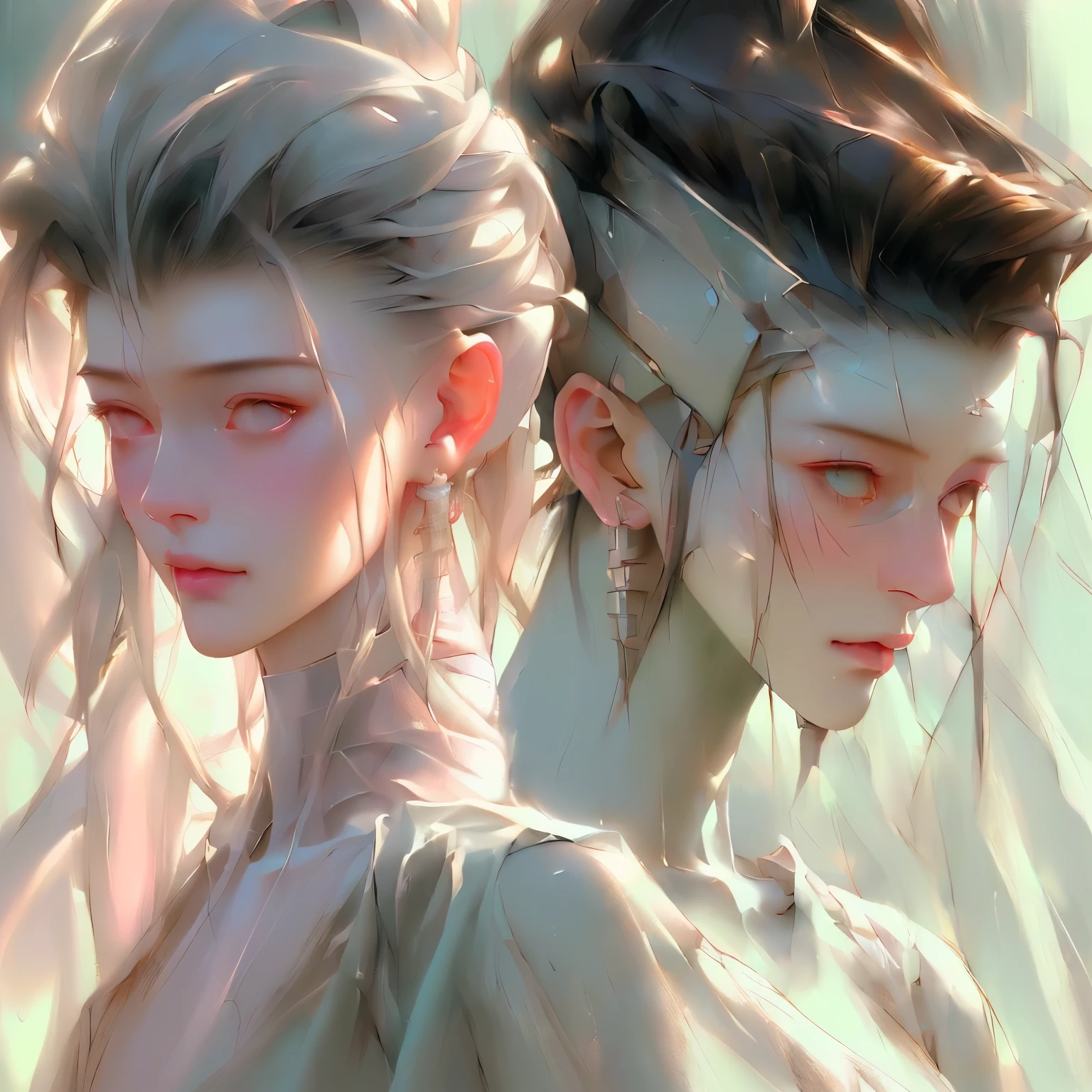 (High top fade in and out:1.3) Lucy_cyberpunk，soothing tone, pastel colors, high contrast, (natural skin texture, Surrealism, soft light, sharp)，（masterpiece, best quality:1.4），