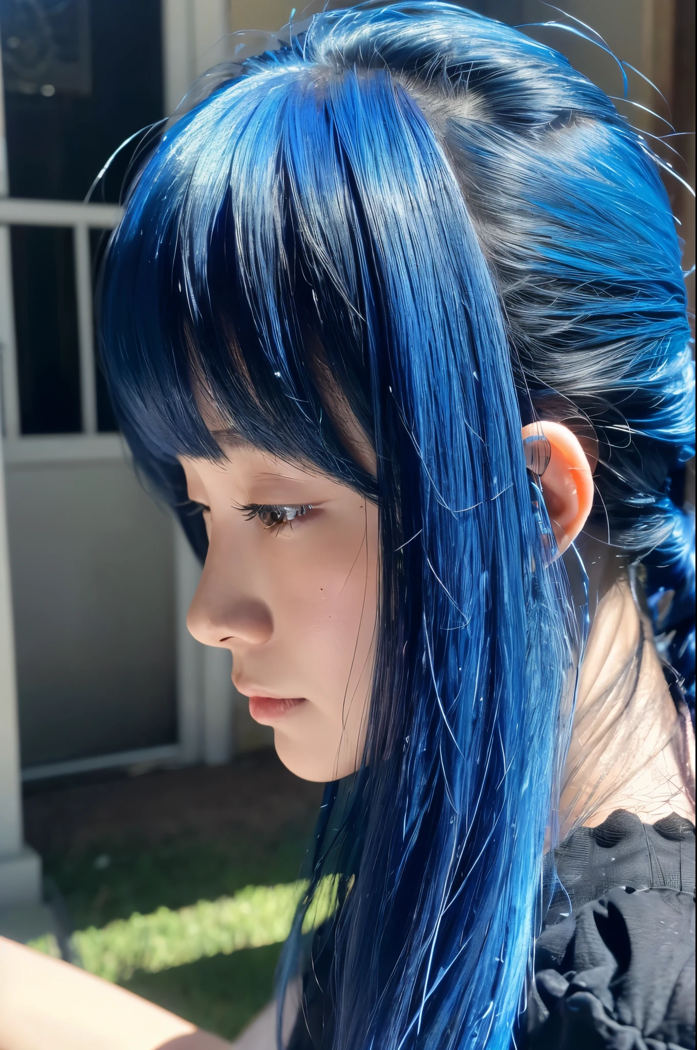 random posture、mix 4、(In 8K、RAW photo、highest quality、masterpiece:1.2)、inner mesh, blue hair, , Japanese band gal style, Beautiful blue hair girl, flowing blue hair, rich blue color, Please sing as hard as you can、（background live house）one girl、professional lighting、（masterpiece）、（elaborate CG）highest qualityの写真, High resolution, 1080p, (clean face), (Detailed facial description), (Detailed hand explanation）、（masterpiece）、（elaborate CG）、extreme light and shadow、messy hair、master&#39;s work、Rich details、（detailed facial features）、（highest qualityの写真）、（masterpiece）、（detailed eye）、look in front of you、from behind,（Bright studio on background）