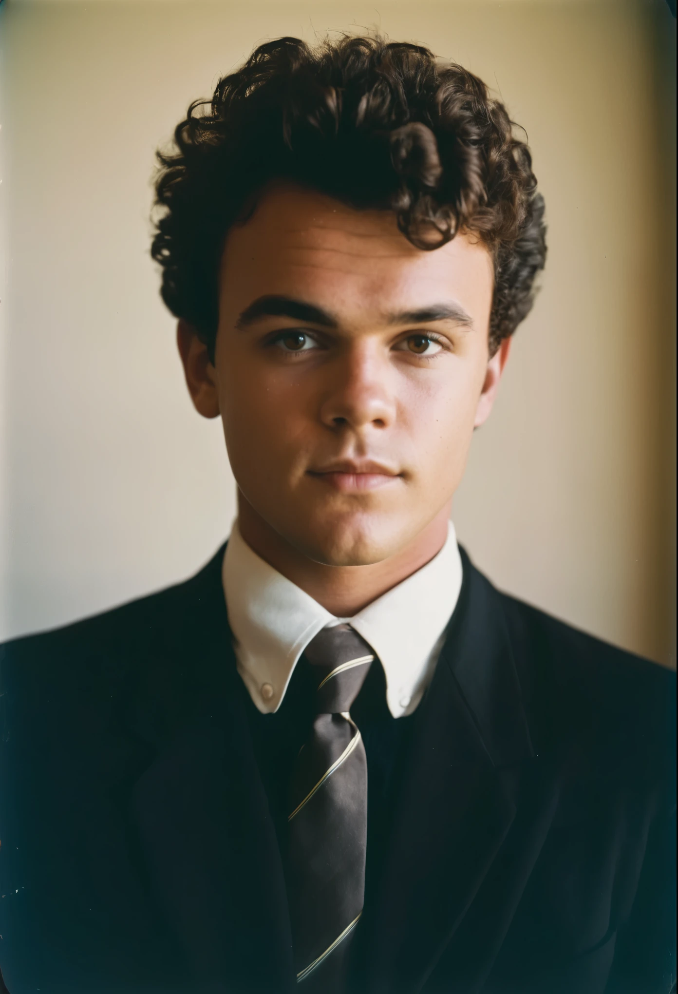 analog film photo, modern day photo of a young student, 30 years-old, male, brown-black hair, short curly quiff haircut, brown eyes, caucasian, round face, oval-shaped jawline, bulbous nose, full lips, thick eyebrows, soft features, stocky broad frame, chubby, handsome, resembles a younger John C Reilly, (relaxed school uniform:1.1), silhouette, backlit, split lighting, half face in shadow, RAW Photograph, dslr, hard lighting, hard shadows, high quality, film grain, Fujifilm XT3, detailed skin with visible pores, insane details, masterpiece, 8k, 35mm photograph, dslr, kodachrome, faded film, desaturated, 35mm photo, grainy, vintage, Kodachrome, Lomography, stained, highly detailed, found footage, yearbook portrait, contemporary, 2024