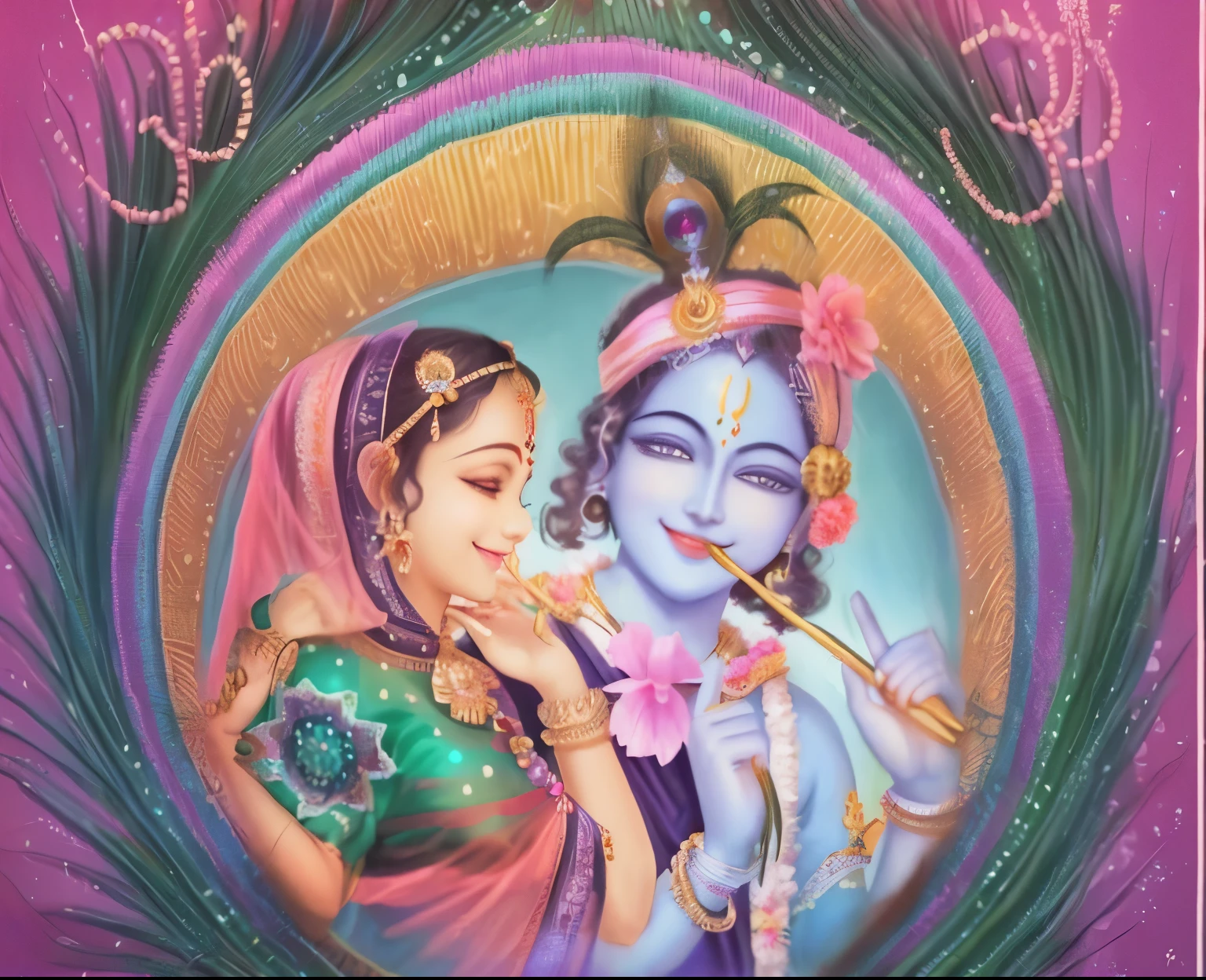 RadhaKrishna from hindu mythology, divine smile, adorable face